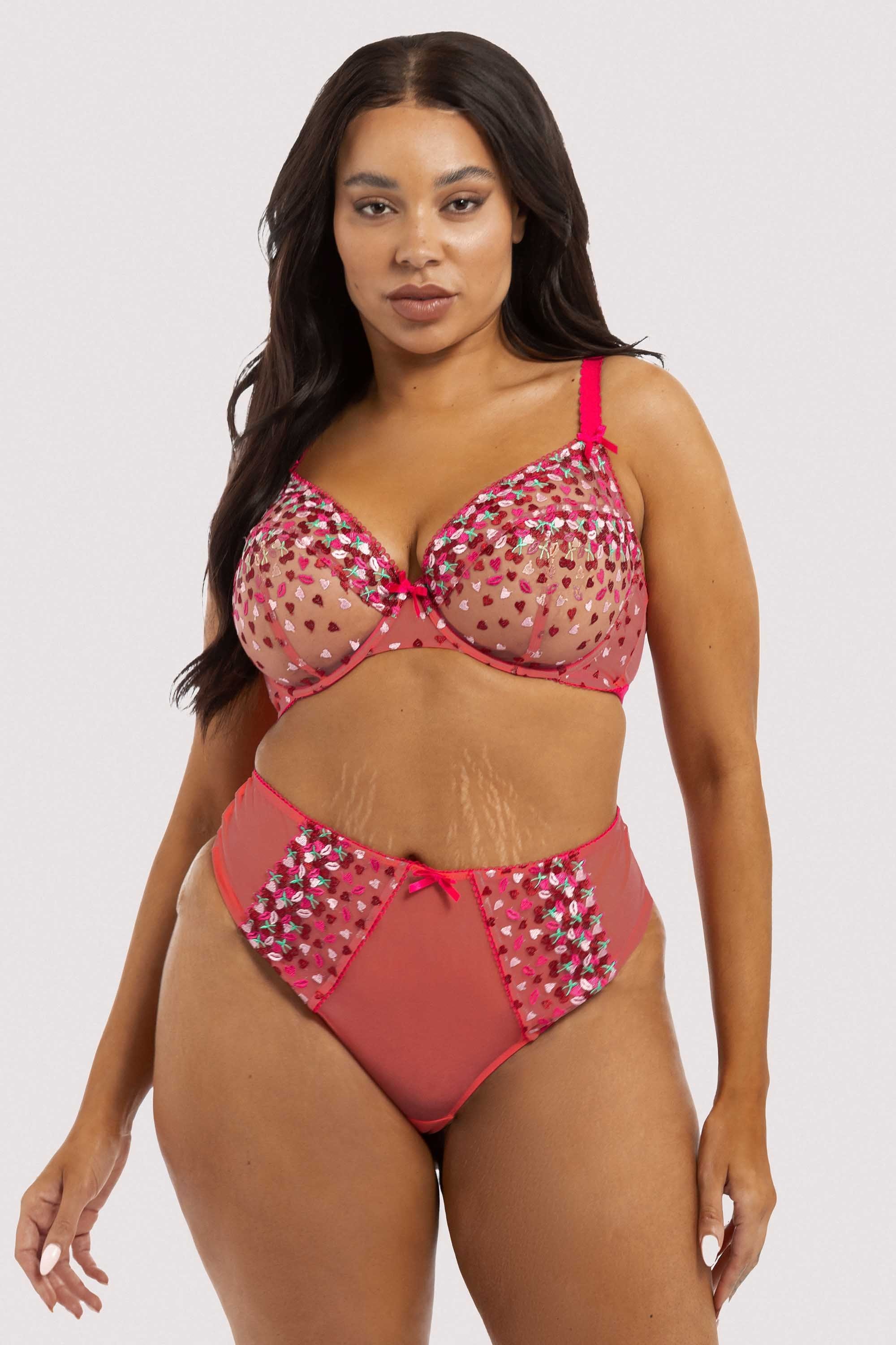 Cherry Embroidery Coral Highwaisted Thong - Image 7