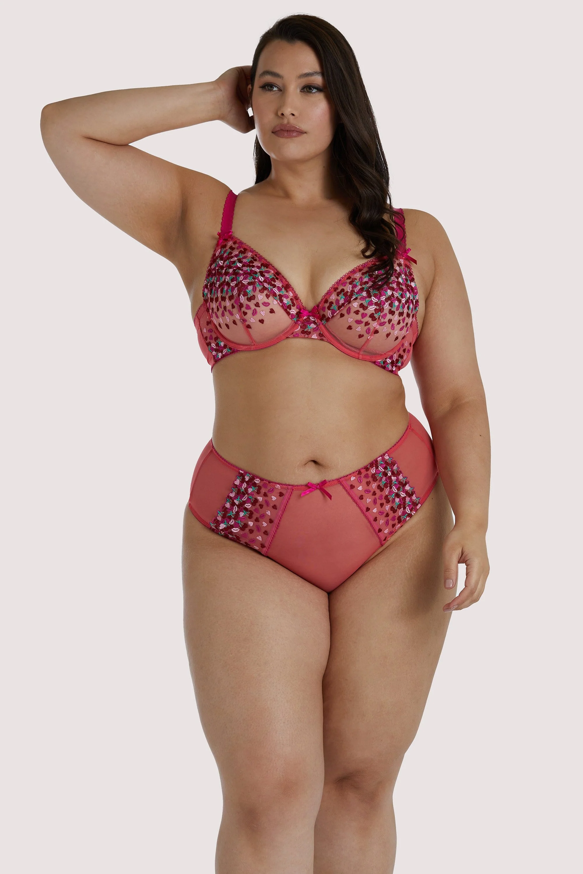 Cherry Embroidery Coral Highwaisted Thong - Image 9