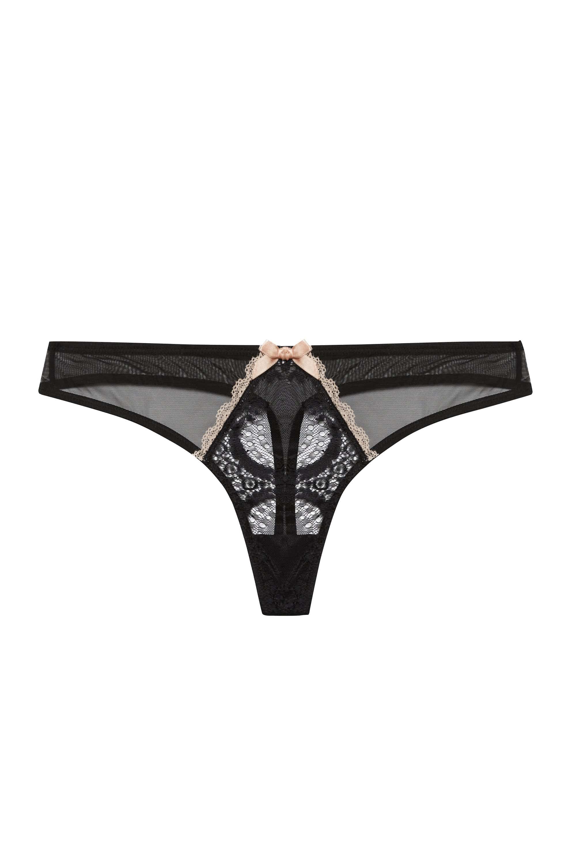 Caresse Black Lace Mesh Thong - Image 3