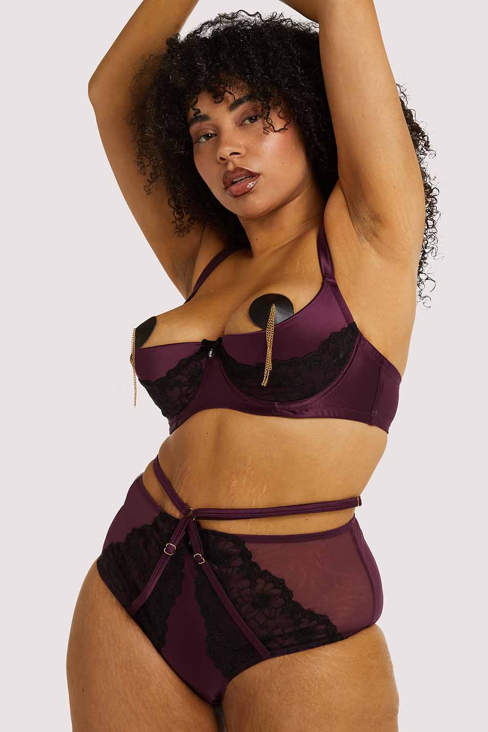 Muriel Purple Lace Quarter Cup Bra - Image 11