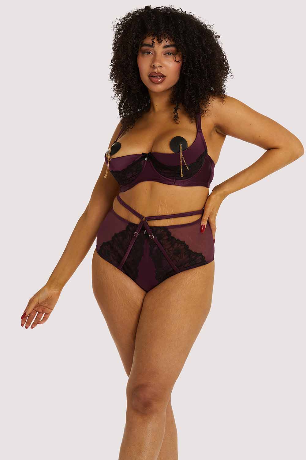 Muriel Purple Lace Quarter Cup Bra - Image 13
