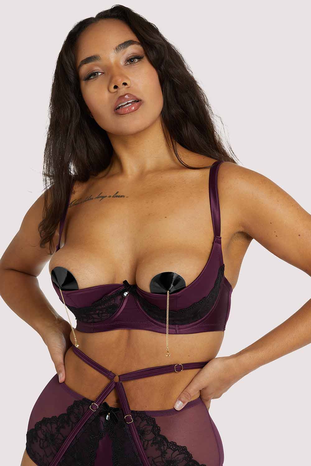 Muriel Purple Lace Quarter Cup Bra - Image 6