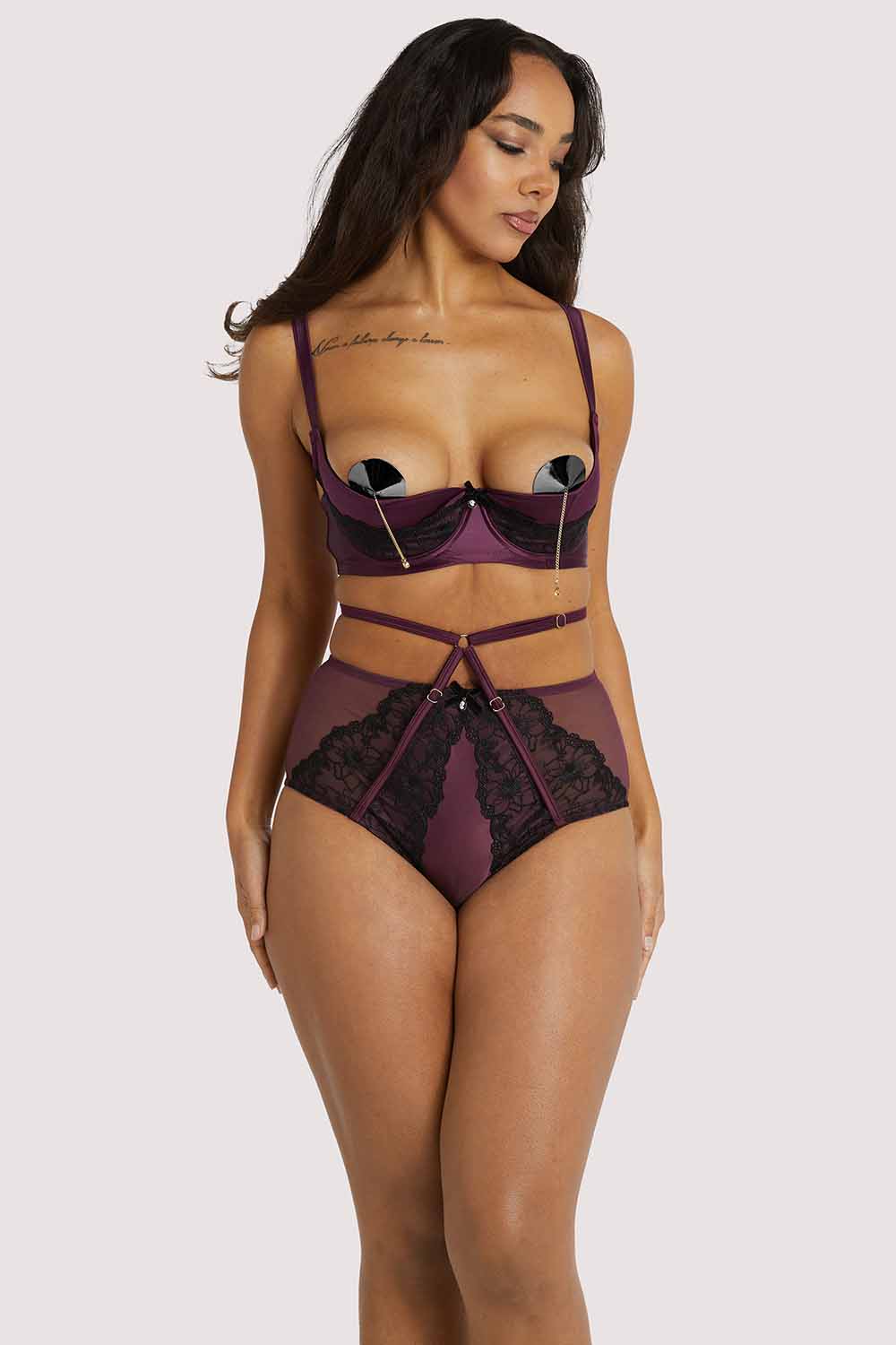Muriel Purple Lace Quarter Cup Bra - Image 8