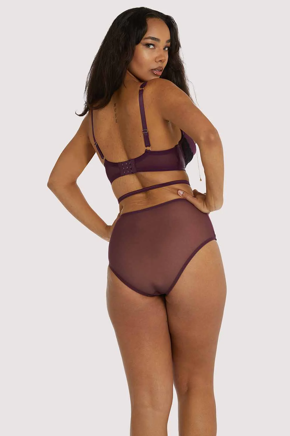 Muriel Purple Lace Quarter Cup Bra - Image 9
