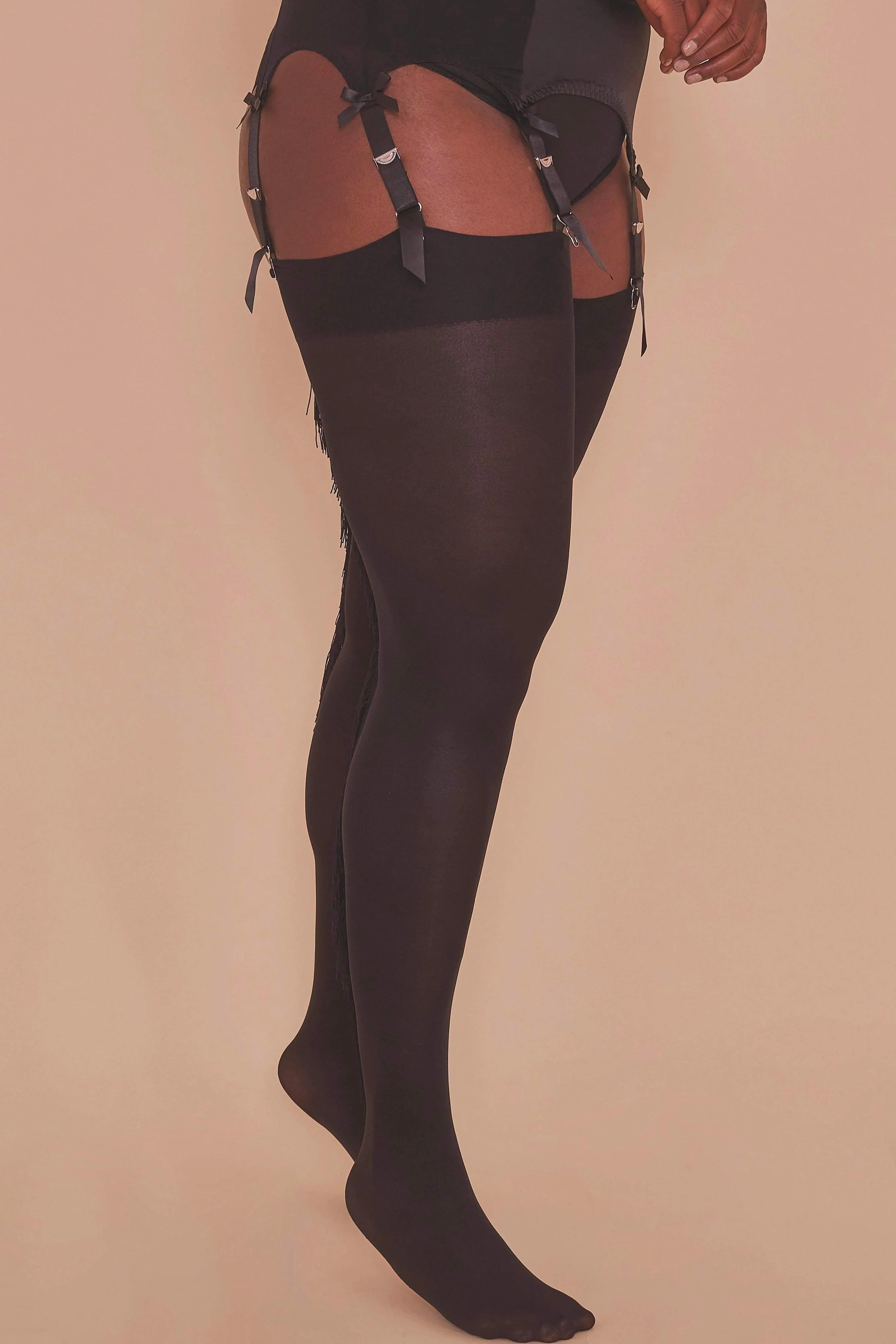 Fringe Stockings Black US 4 - 18 - Image 4