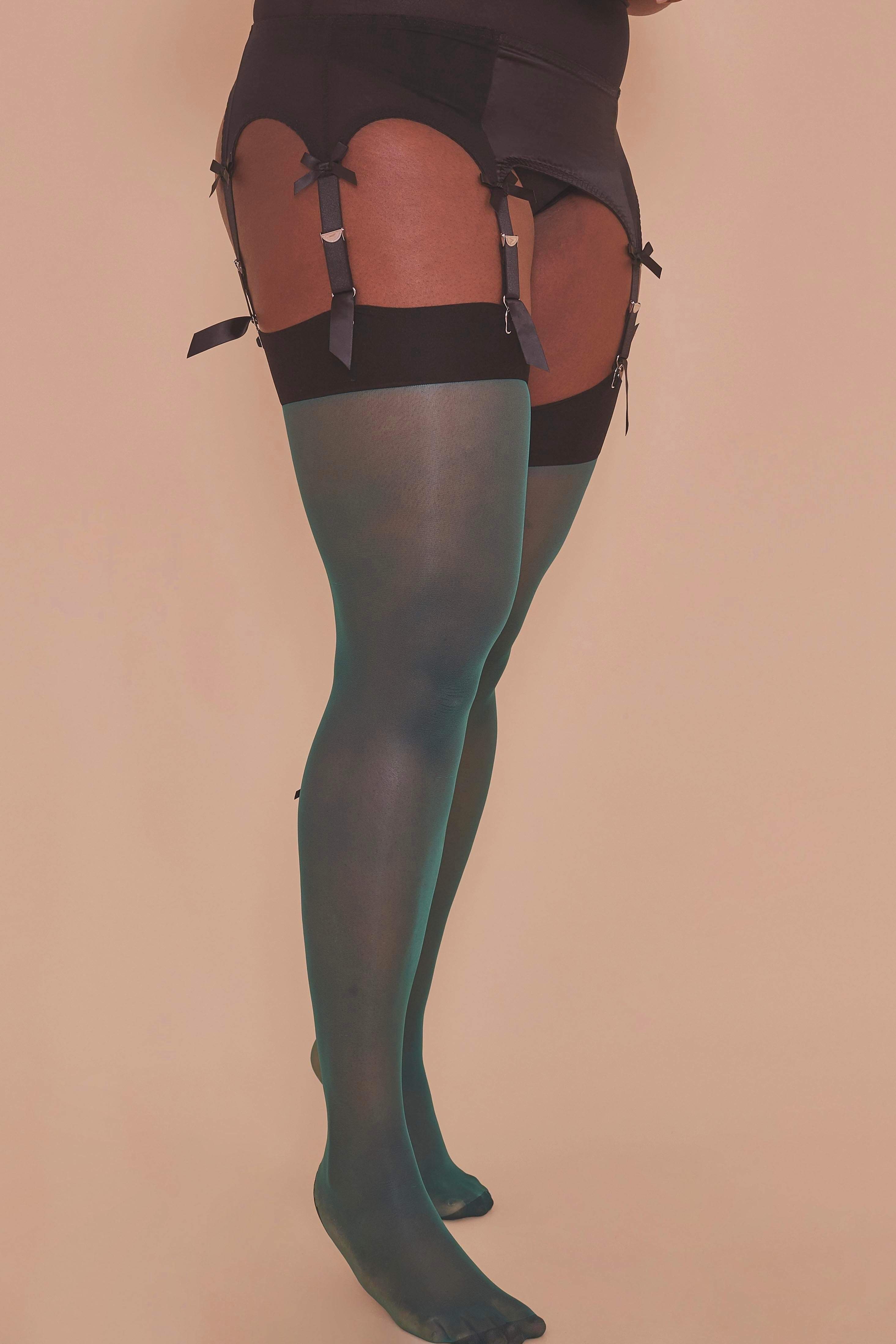 Bow Back Stockings Green US 4 - 18 - Image 3