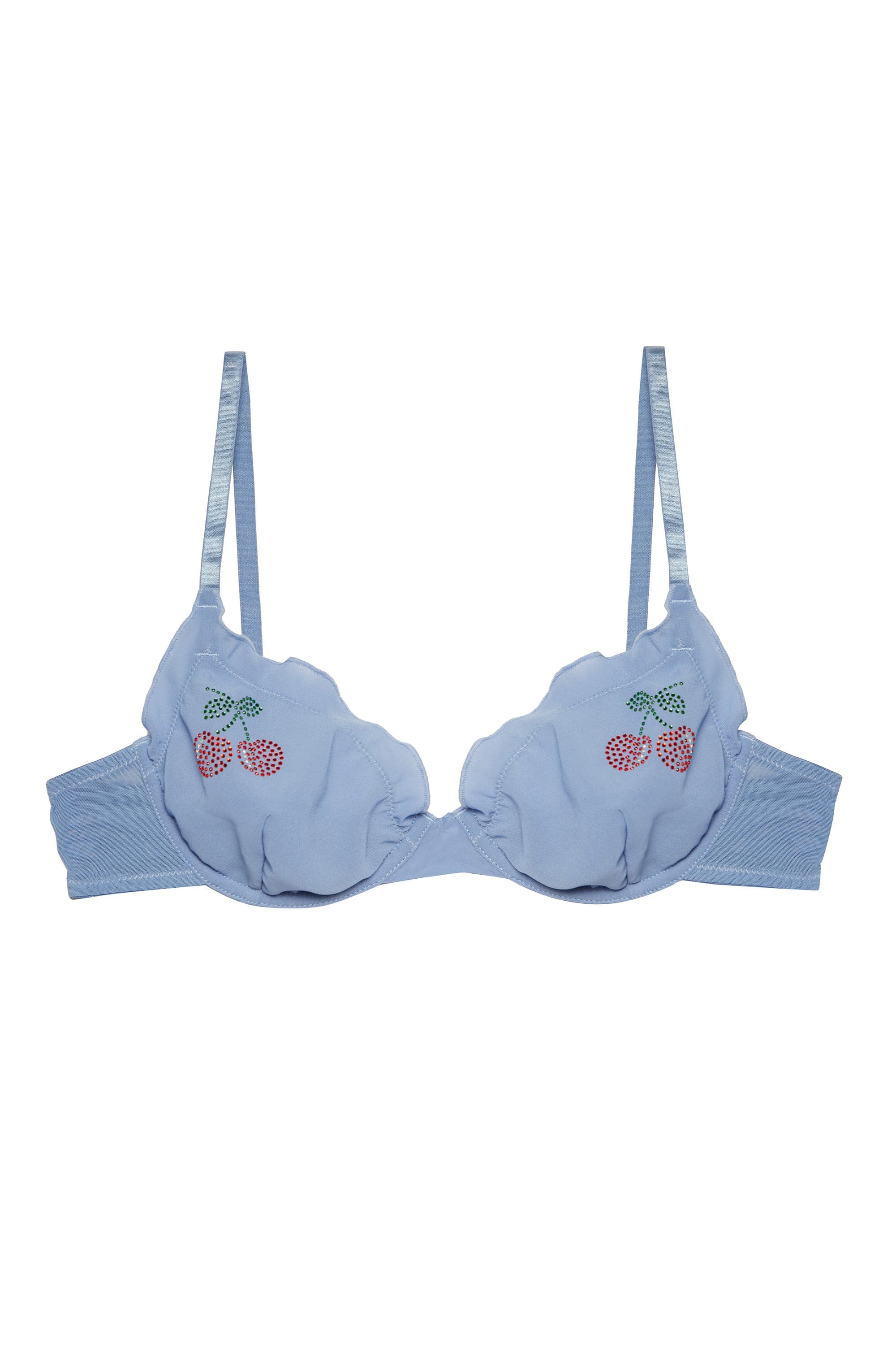 Lili Blue Diamante Cherry Plunge Bra - Image 10