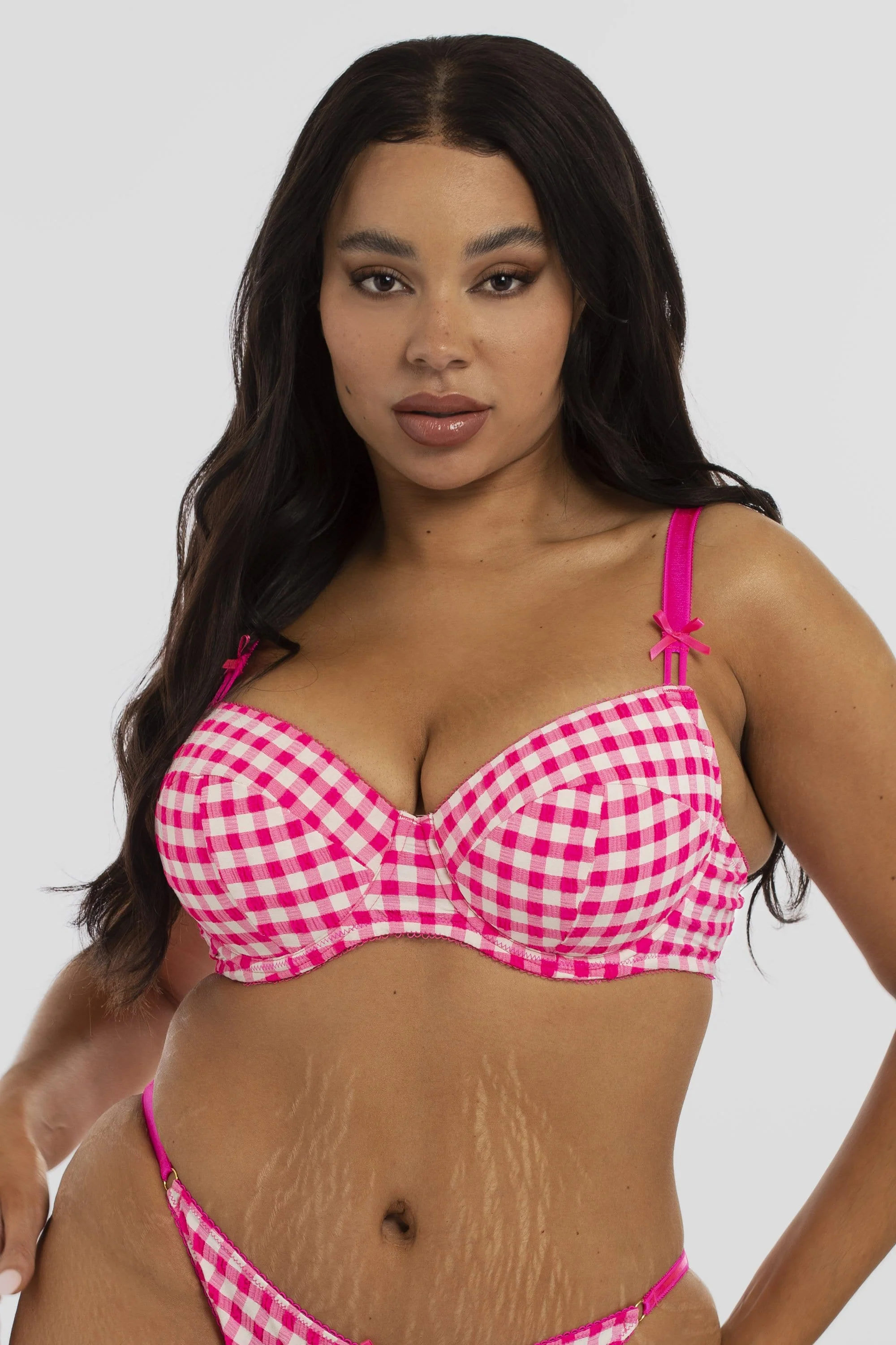 Daisy Pink Gingham Balcony Bra - Image 4