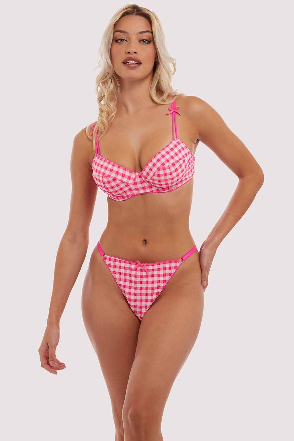 Daisy Pink Gingham Balcony Bra - Image 5