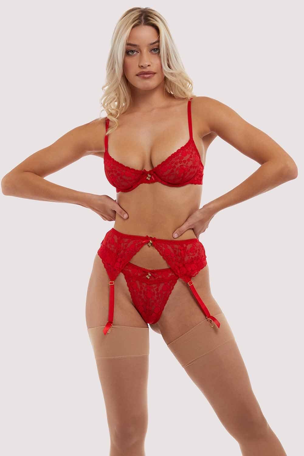 Leomie Red Cherry Suspender Belt - Image 5