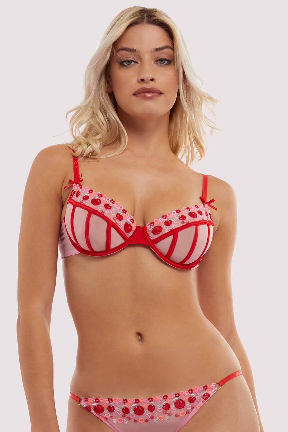 Charli Pink Embroidered Balcony bra - Image 2
