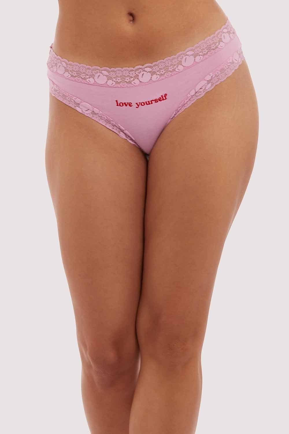 Love Yourself Pink Embroidered Brief - Image 3