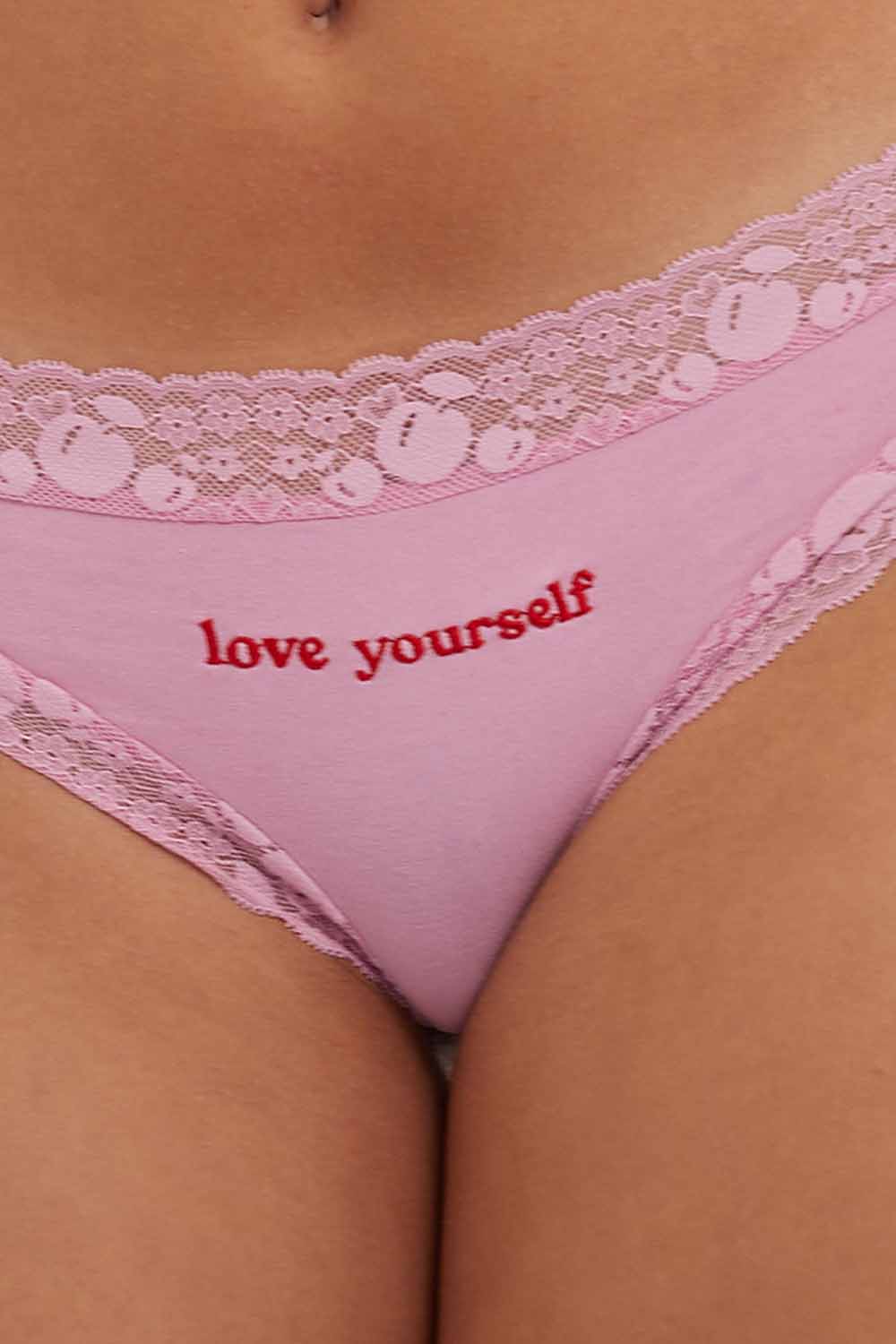 Love Yourself Pink Embroidered Brief - Image 5