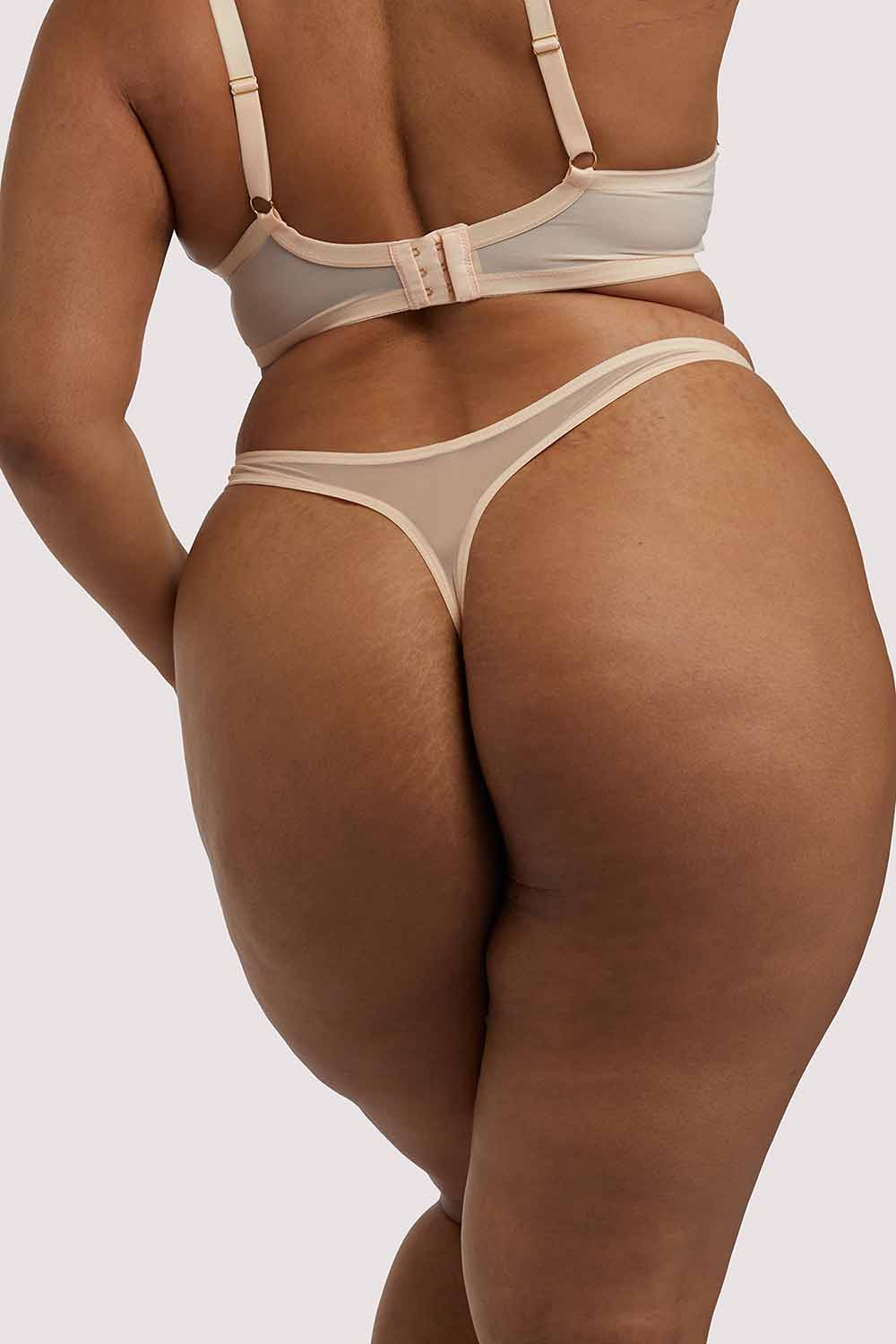 Skull & Roses Embroidery Peach Thong - Image 6