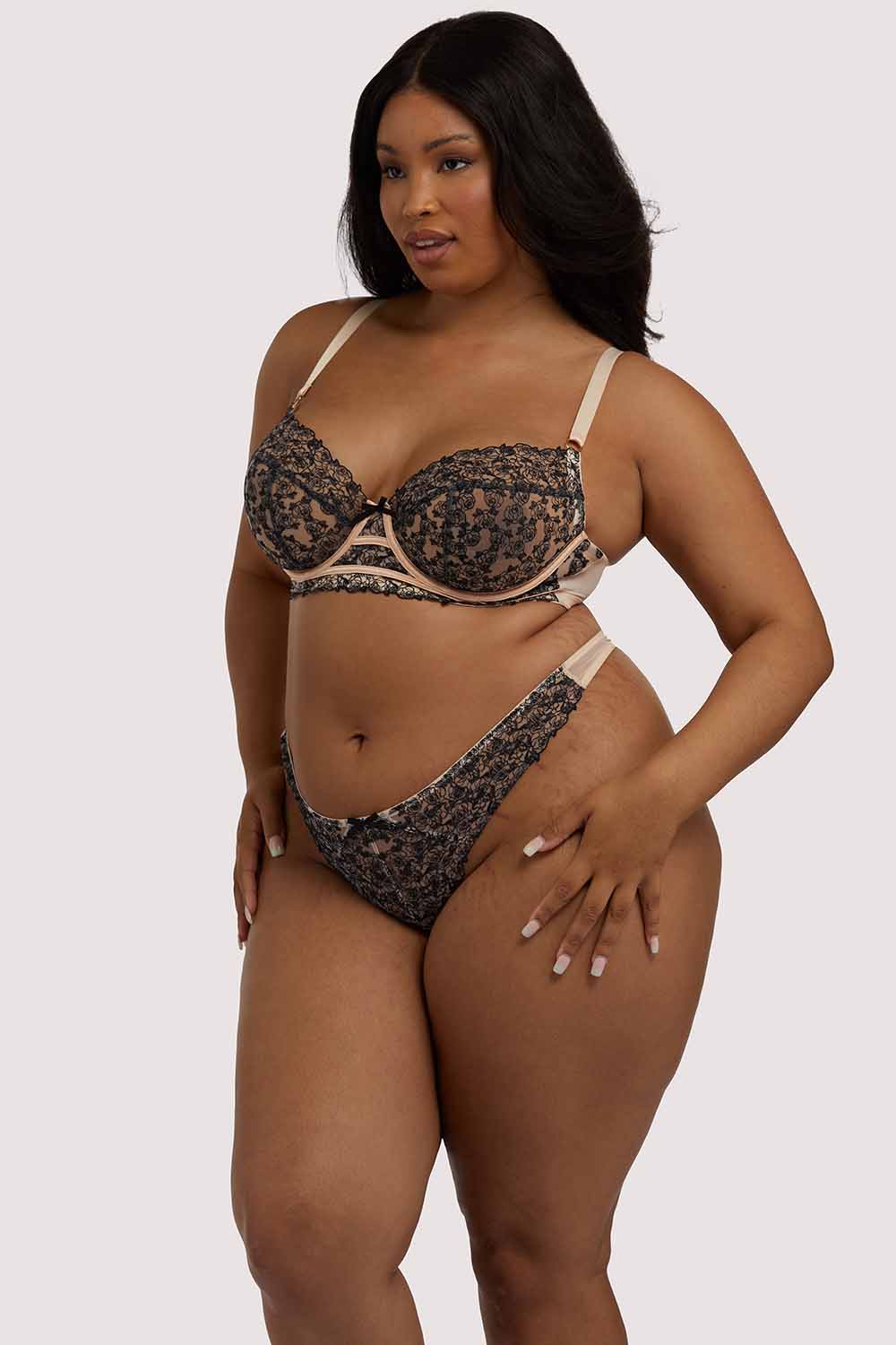 Skull & Roses Embroidery Peach Thong - Image 7