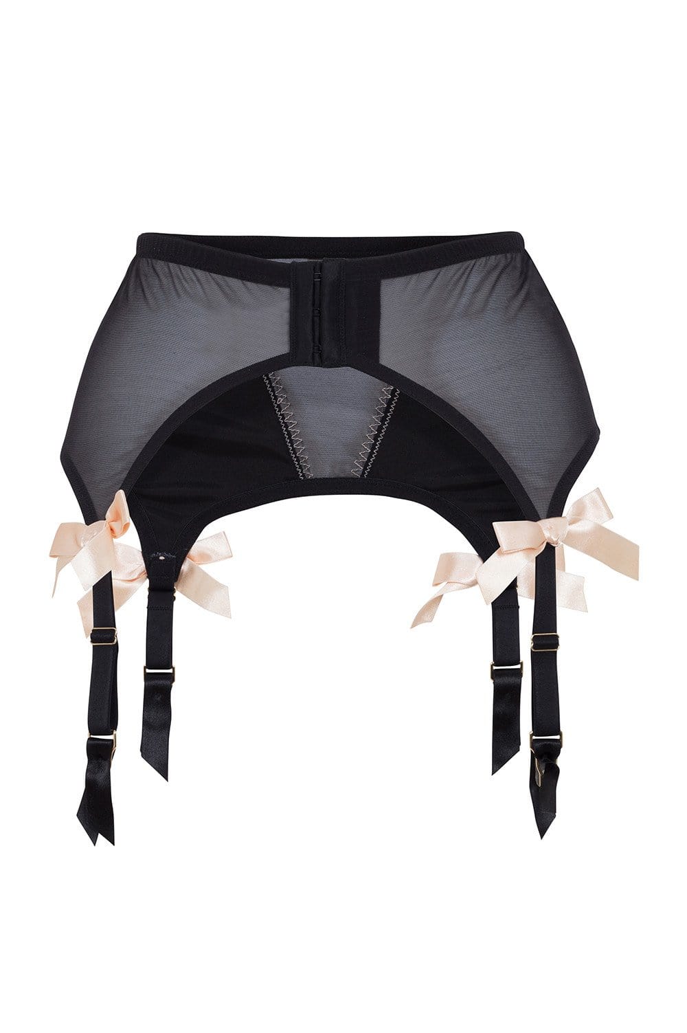 Bettie Page Black/Peach 4 Strap Suspender Belt - Image 4