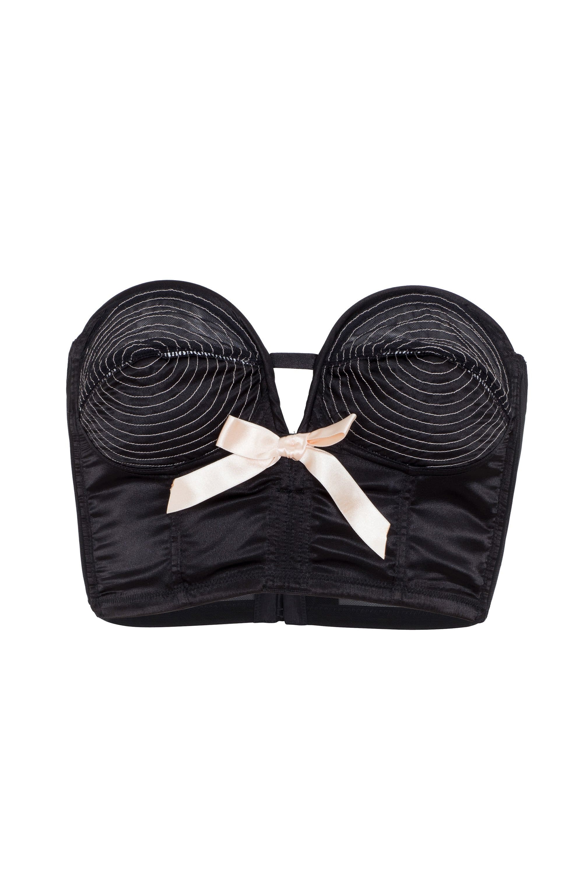 Bettie Page Longline Black/Peach Overwire Bra - Image 2