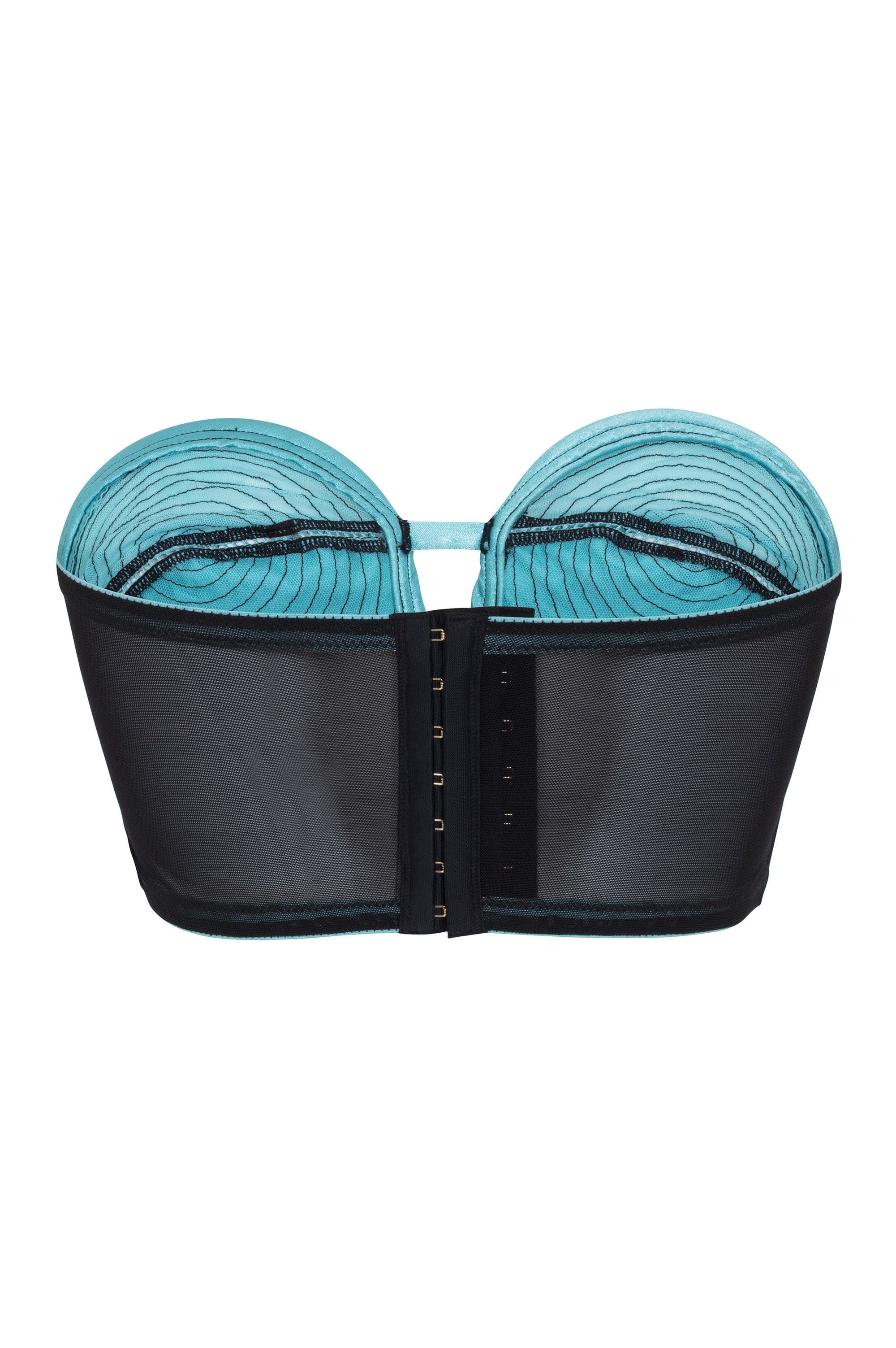 Bettie Page Longline Teal/Black Overwire Bra - Image 3