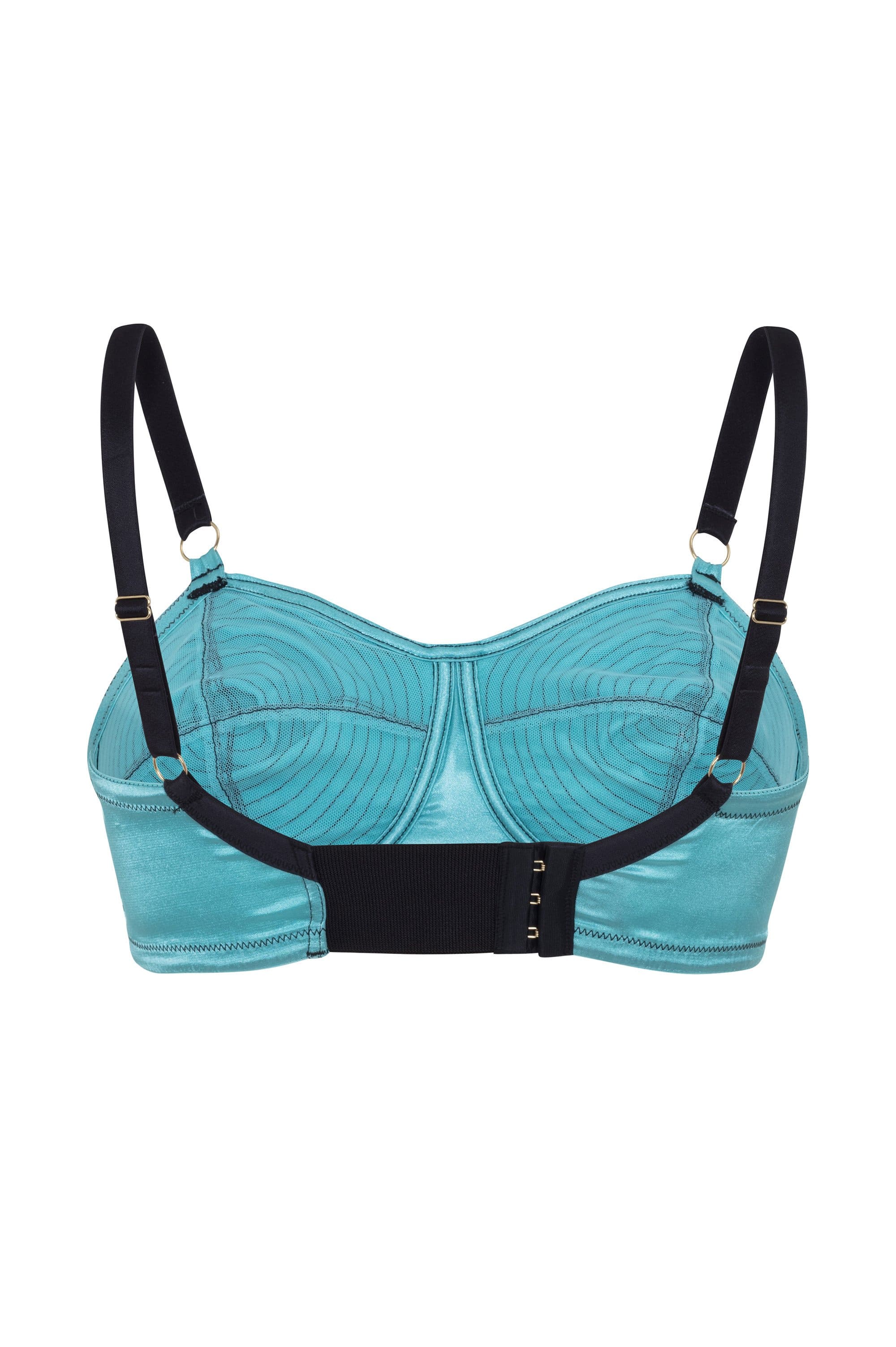 Bettie Page Teal/Black Spiral Stitch Bullet Bra - Image 3