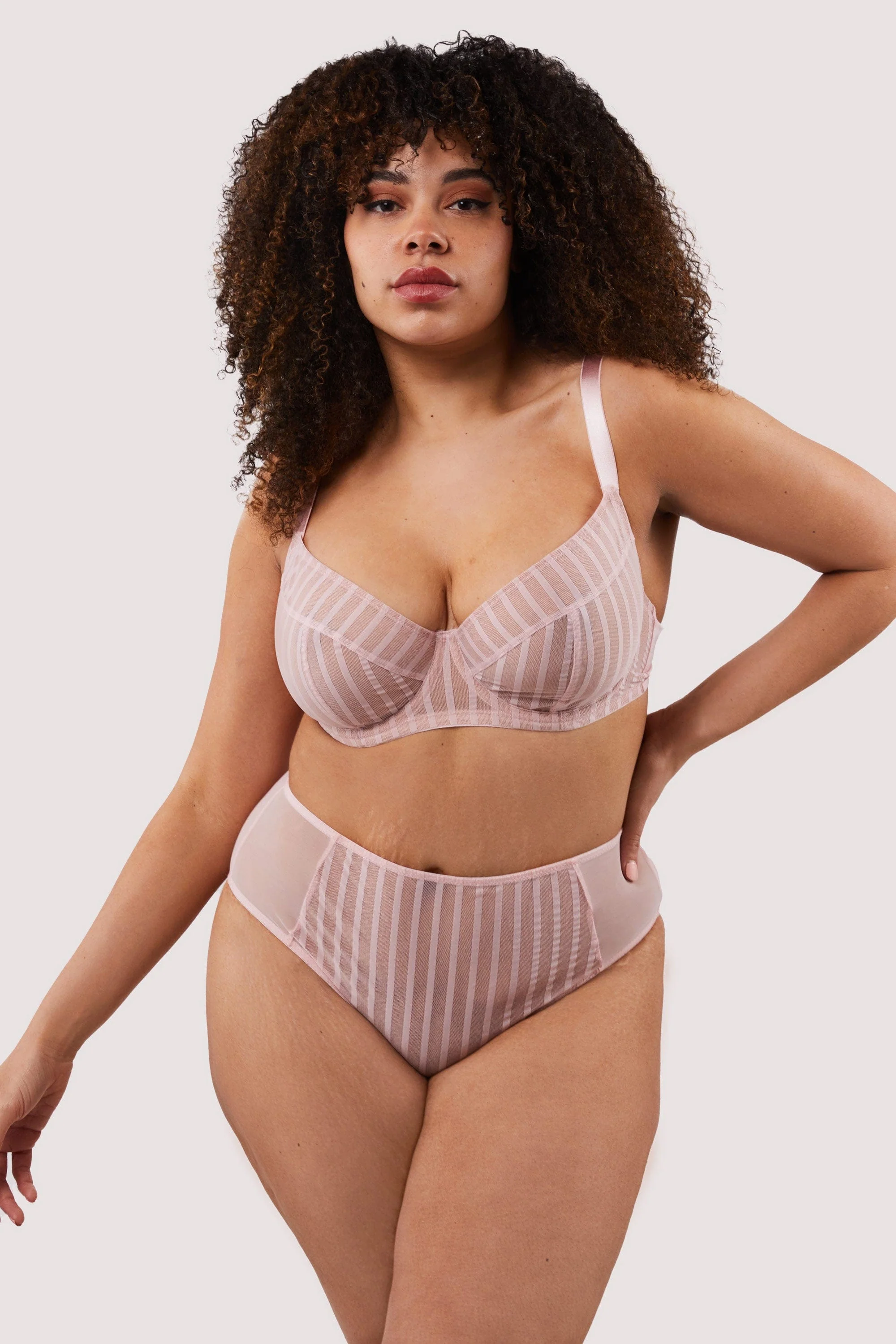 Presley Pink Stripe And Lace Trim Brief - Image 3