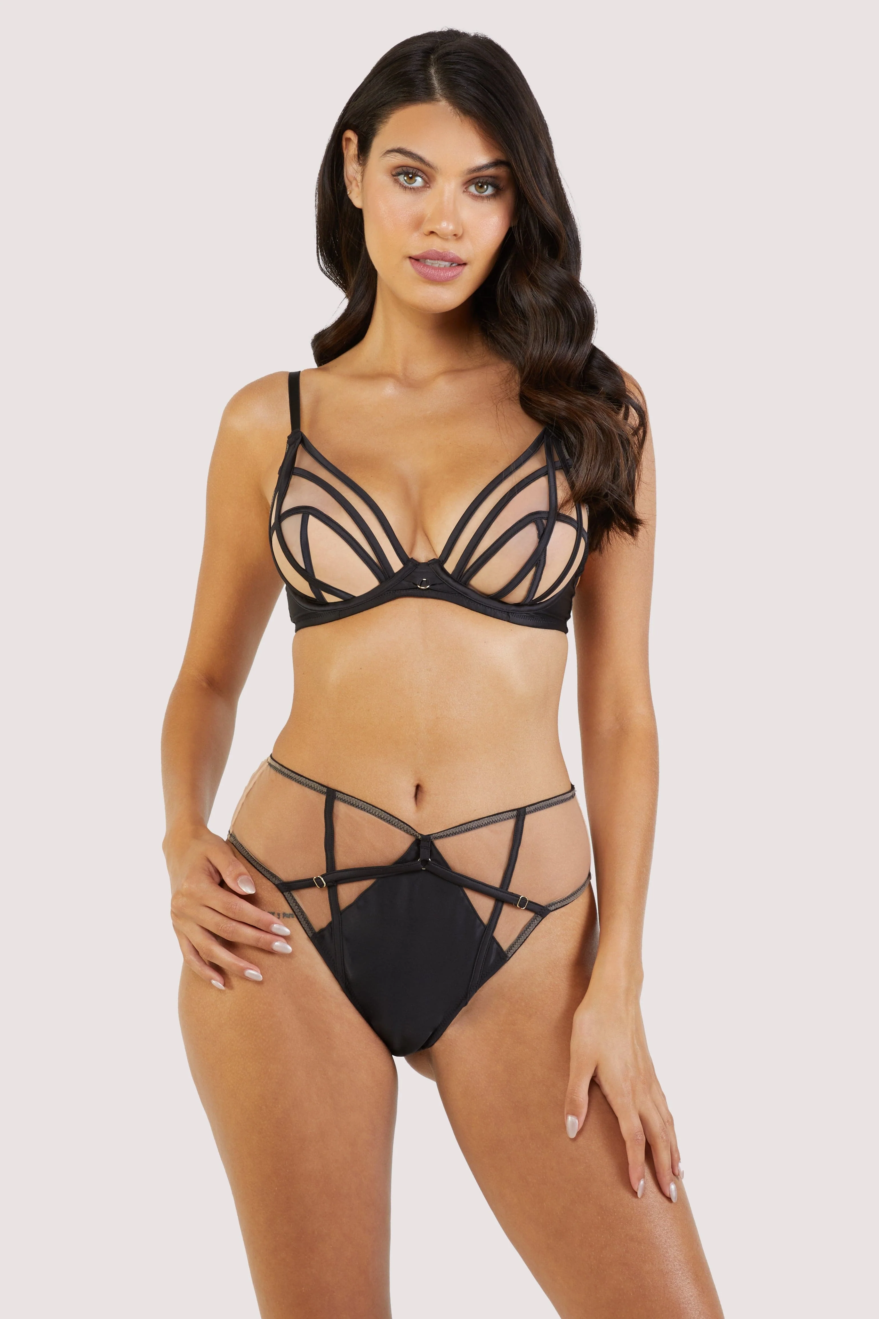 Ramona Black Mesh Plunge Bra - Image 11