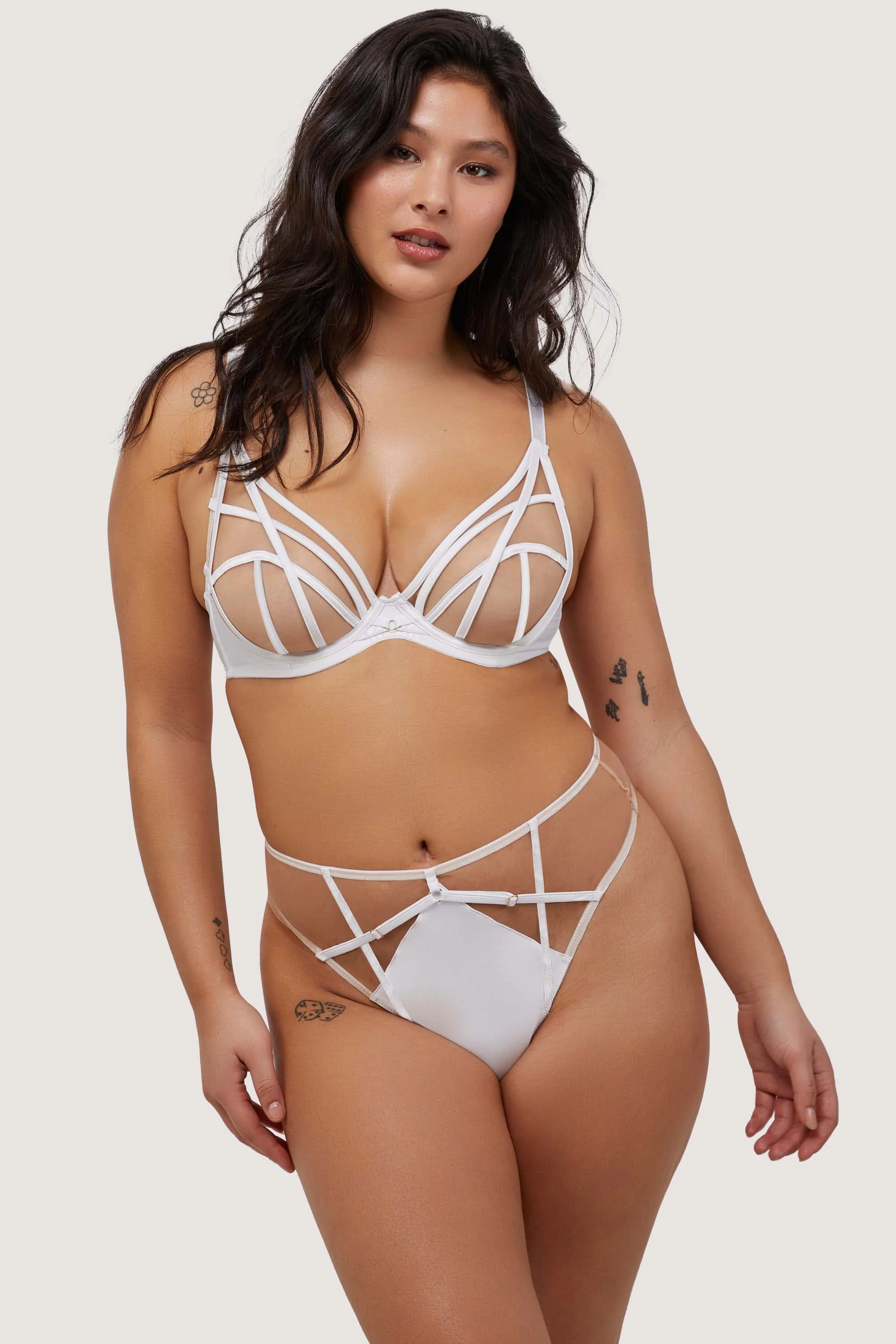 Ramona Optic White Strap Detail Illusion Mesh Set - Image 12