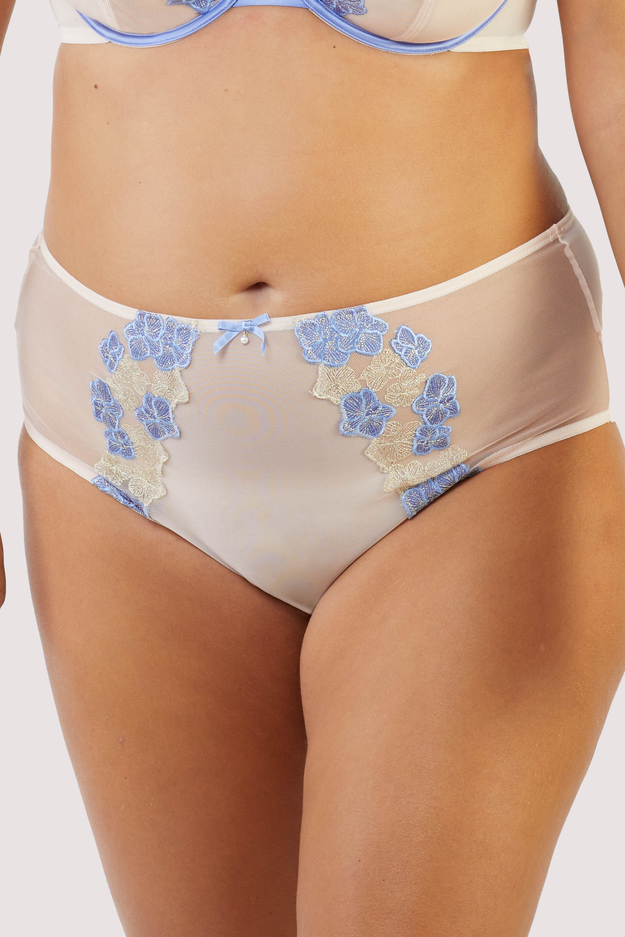 Rayne Gold And Lilac Satin Floral Embroidered High Waisted Brief - Image 4