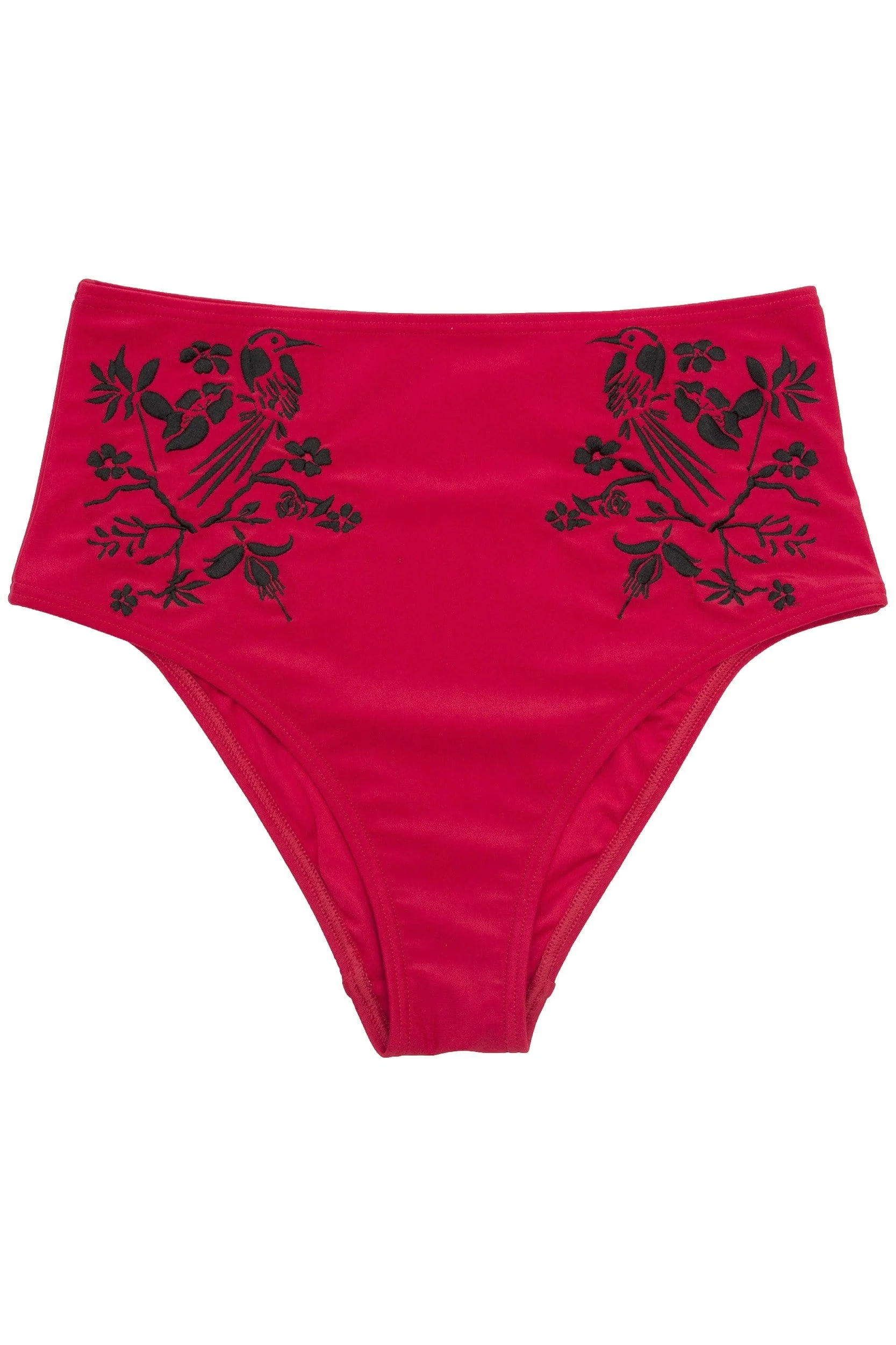 Wolf & Whistle Lana Red Embroidered high waist Bikini Brief - Image 2