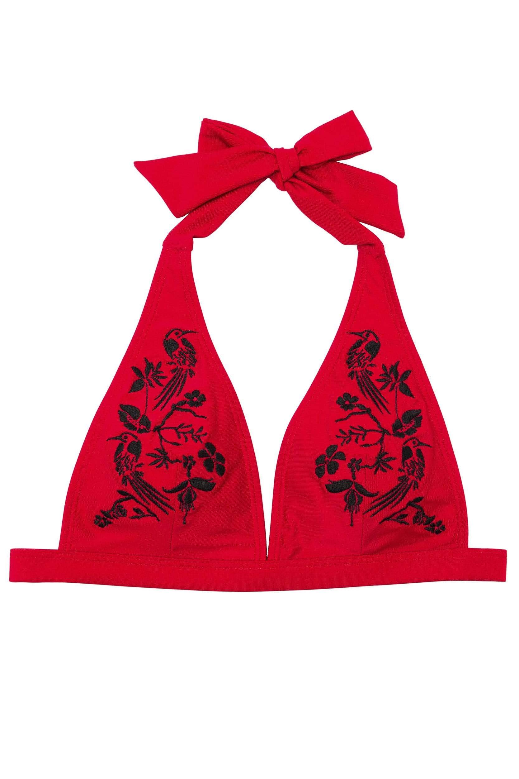 Wolf & Whistle Lana Red Embroidered Bikini Top - Image 4