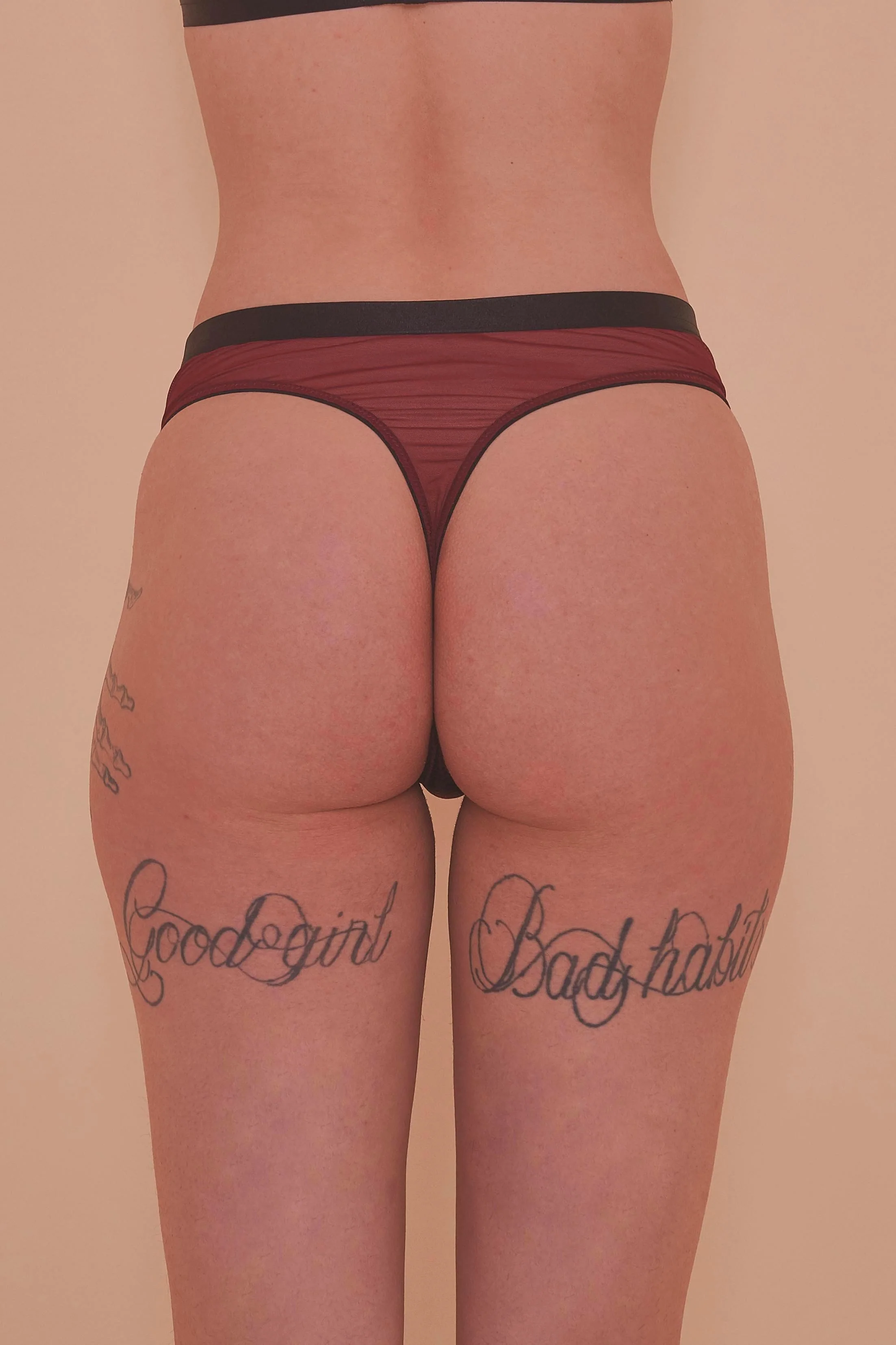 Regalia Hallie Wine & Black Lace Thong - Image 2
