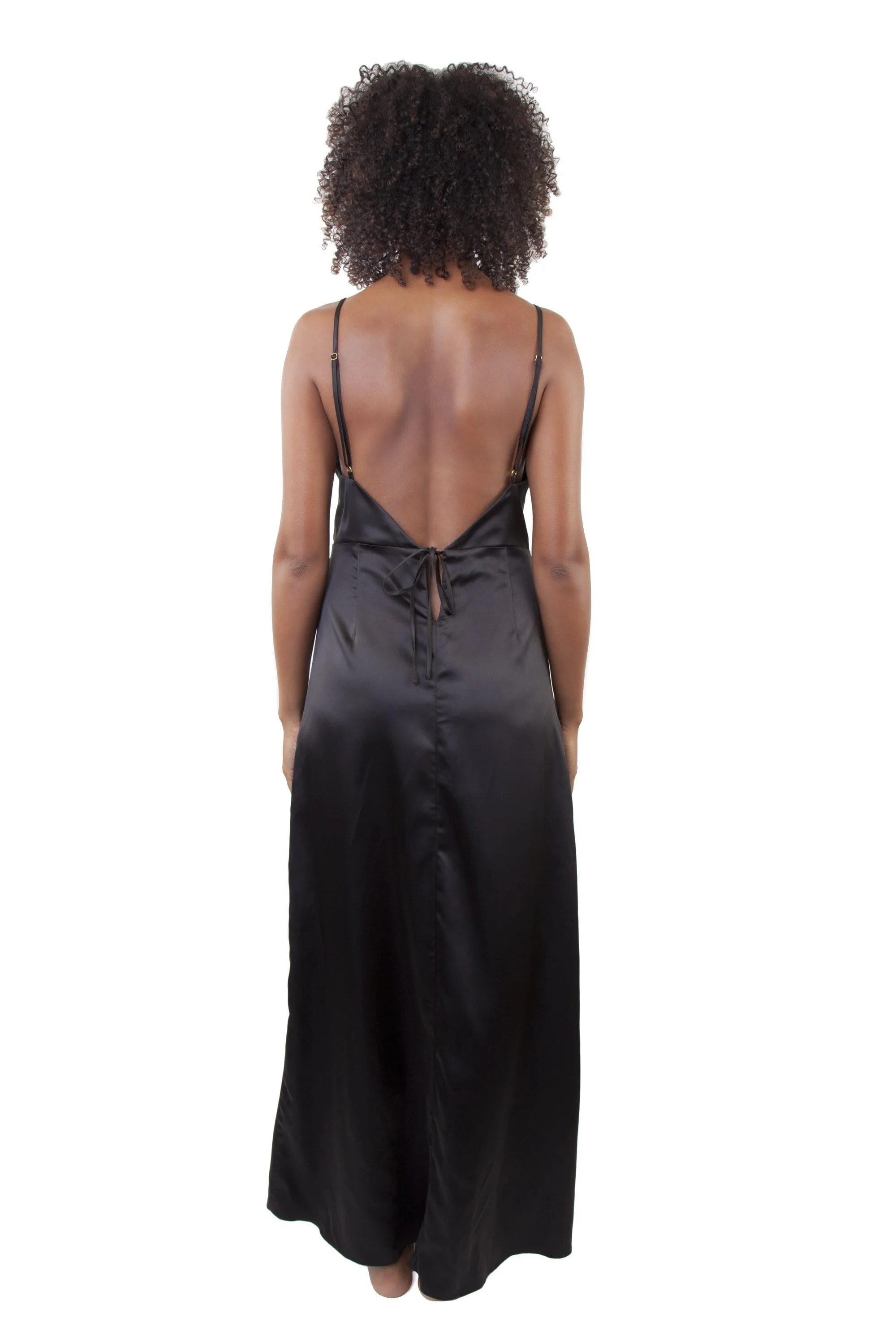 Reina Black Satin Chemise - Image 2