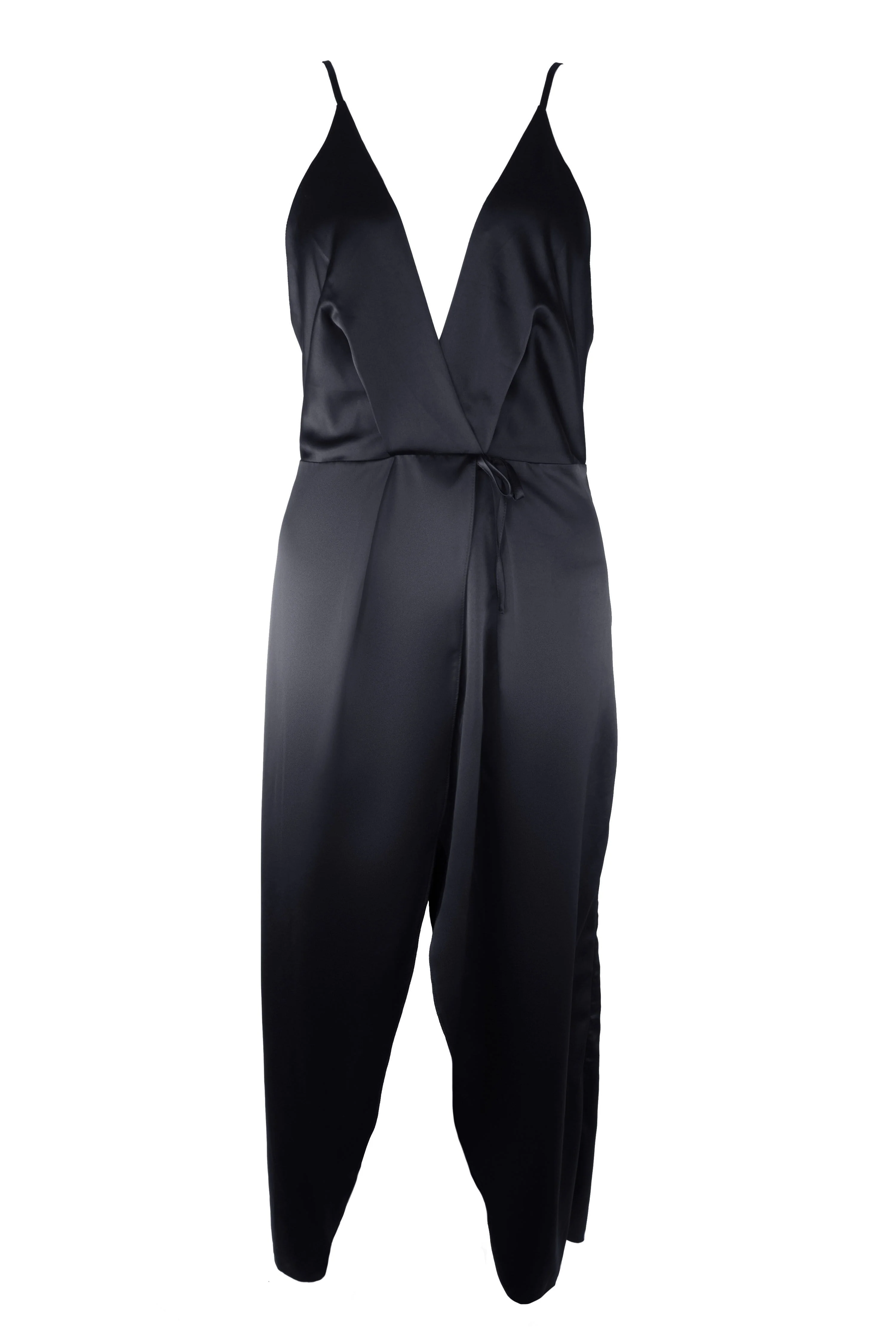 Reina Black Satin Chemise - Image 3