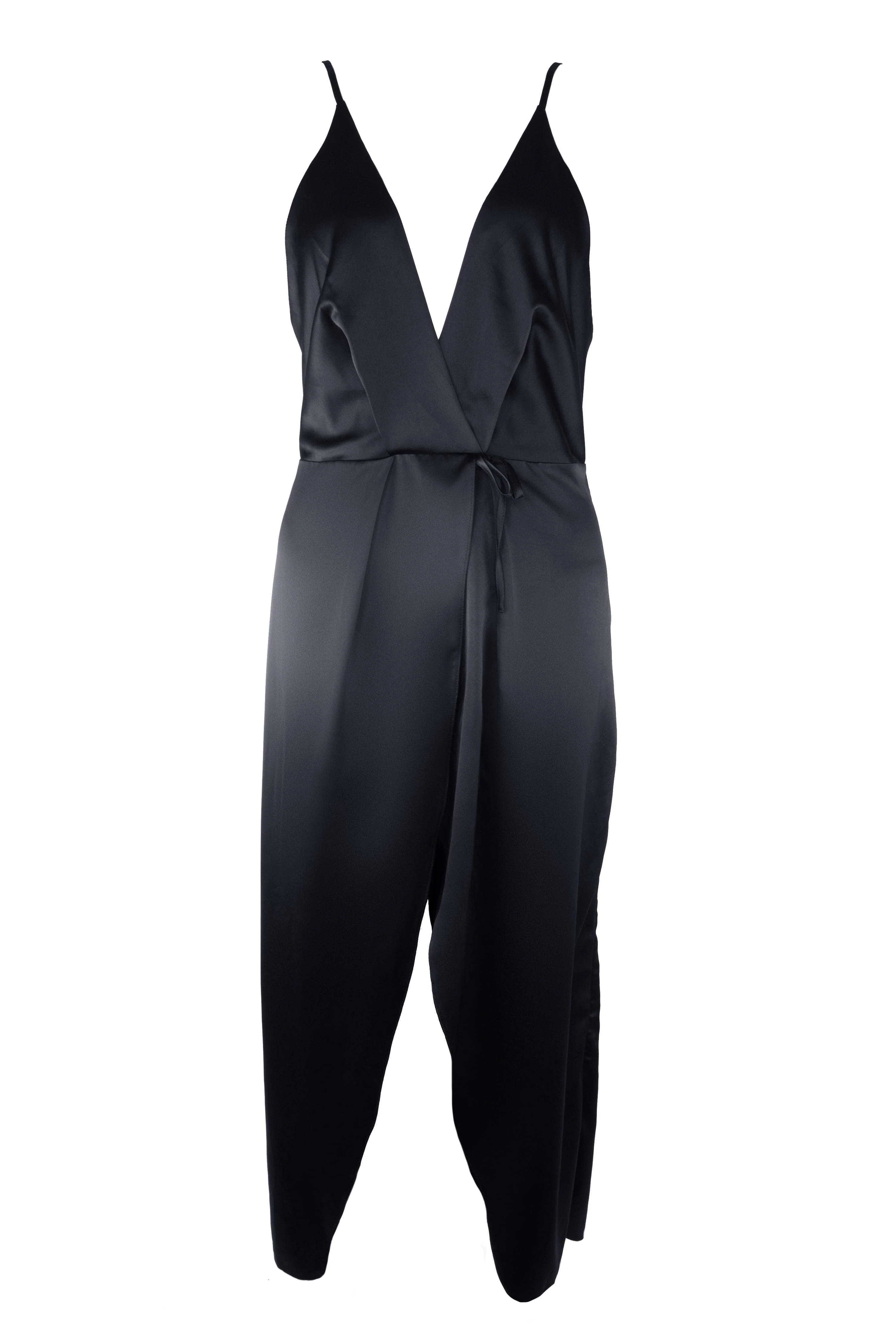 Reina Black Satin Wrap Chemise Curve - Image 2