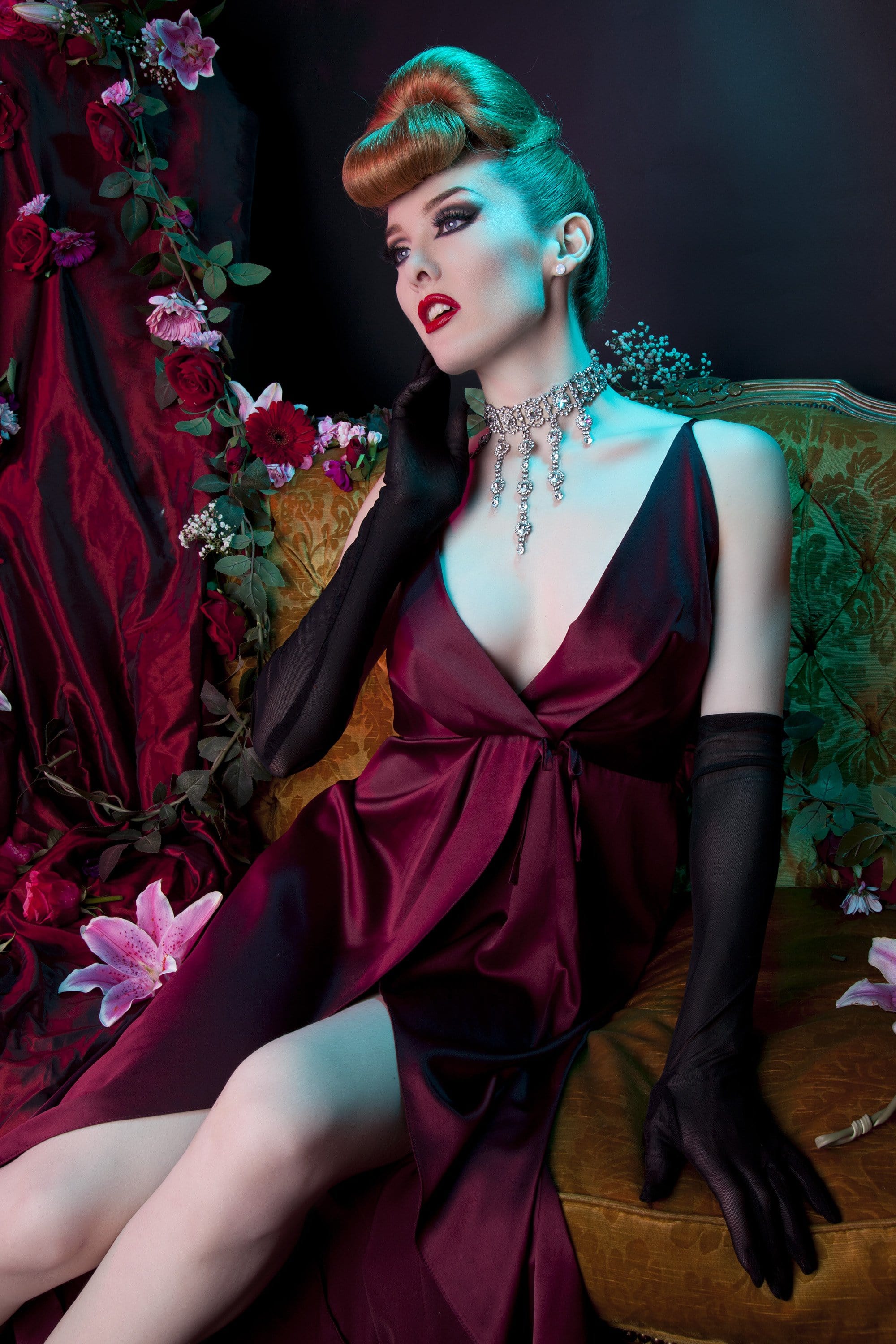 Reina Wine Satin Chemise - Image 4