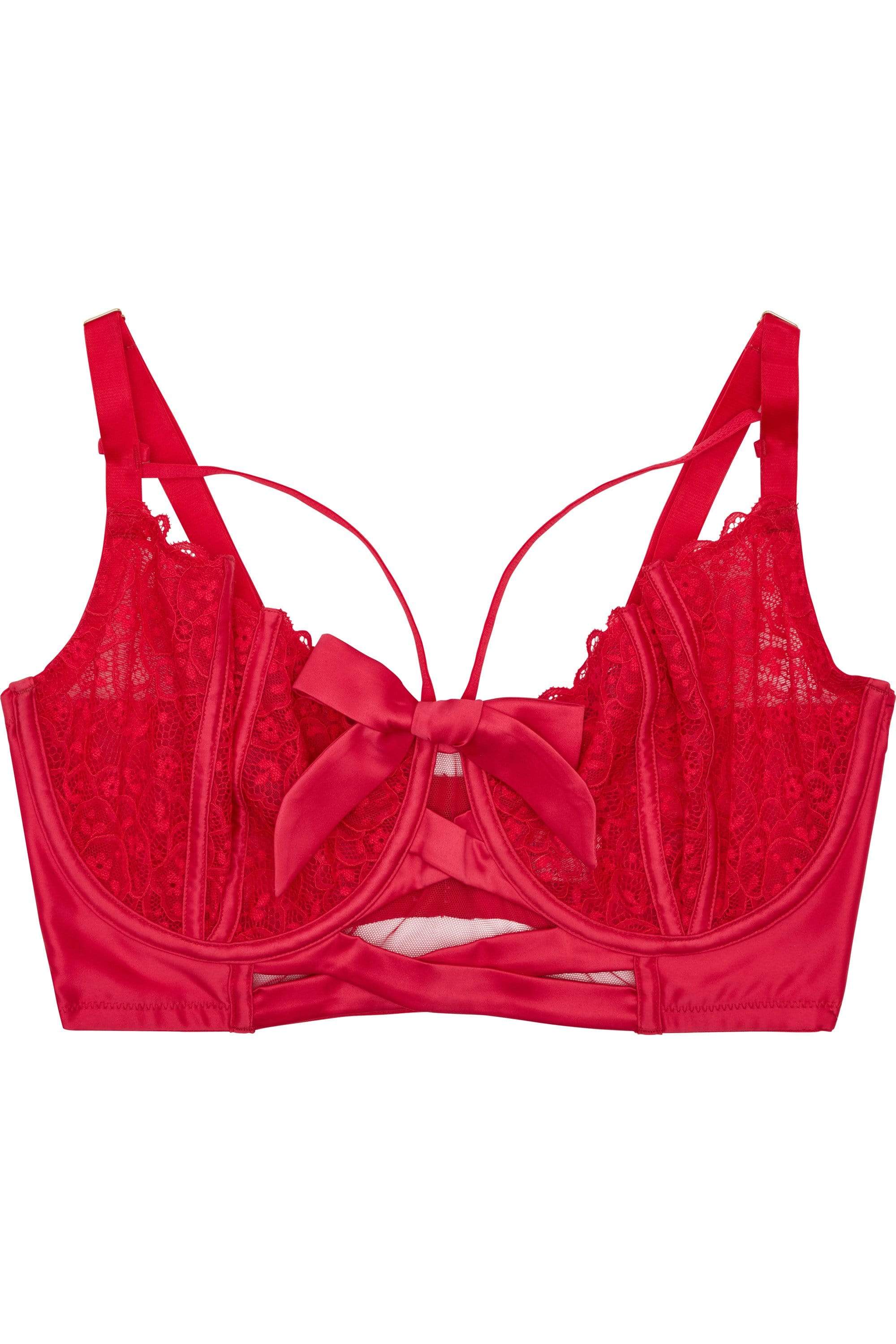 Ruby Pink Satin Crossover Full Bust Bra - Image 4