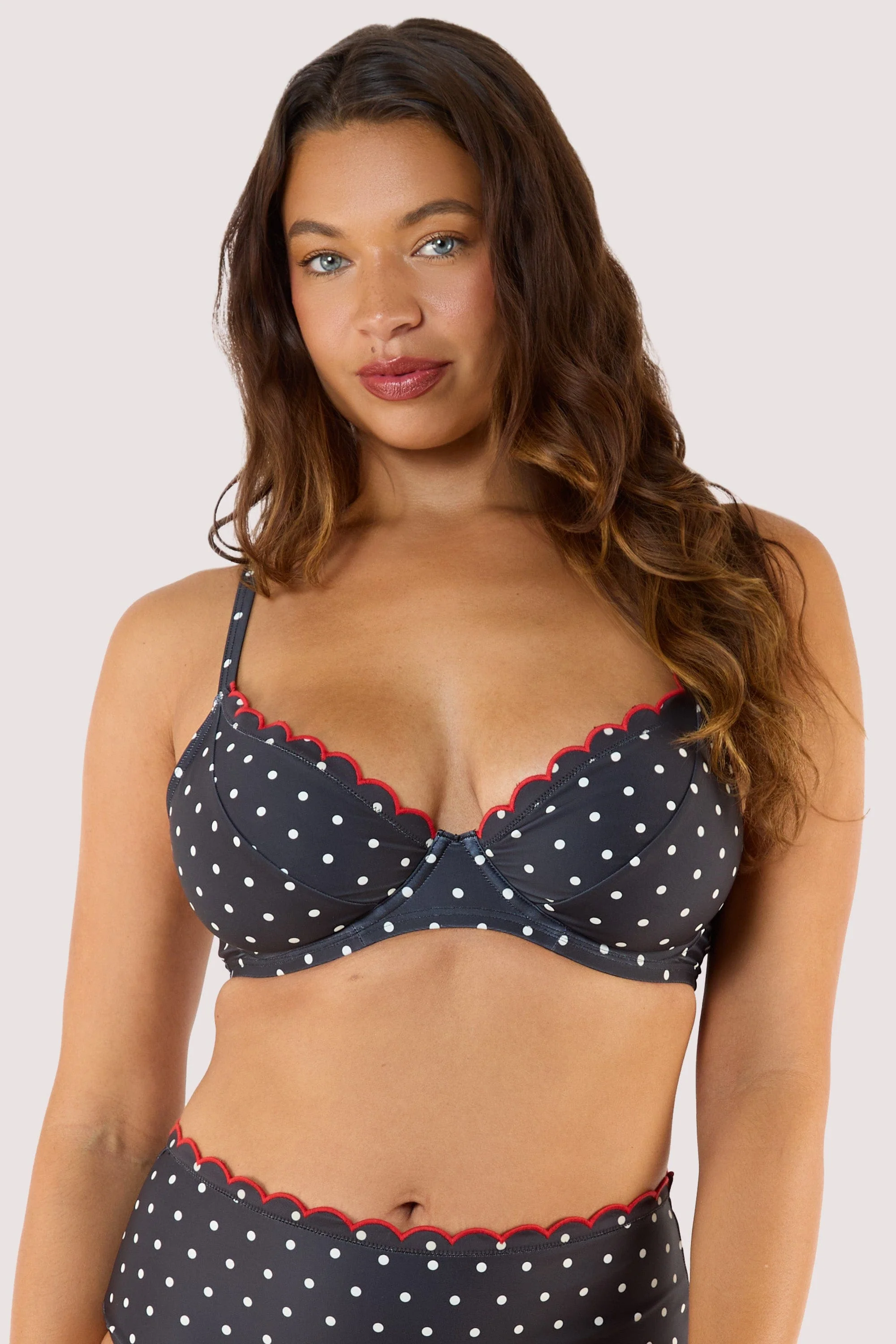 Dottie Polka Dot Scallop Underwired Plunge Top - Image 2