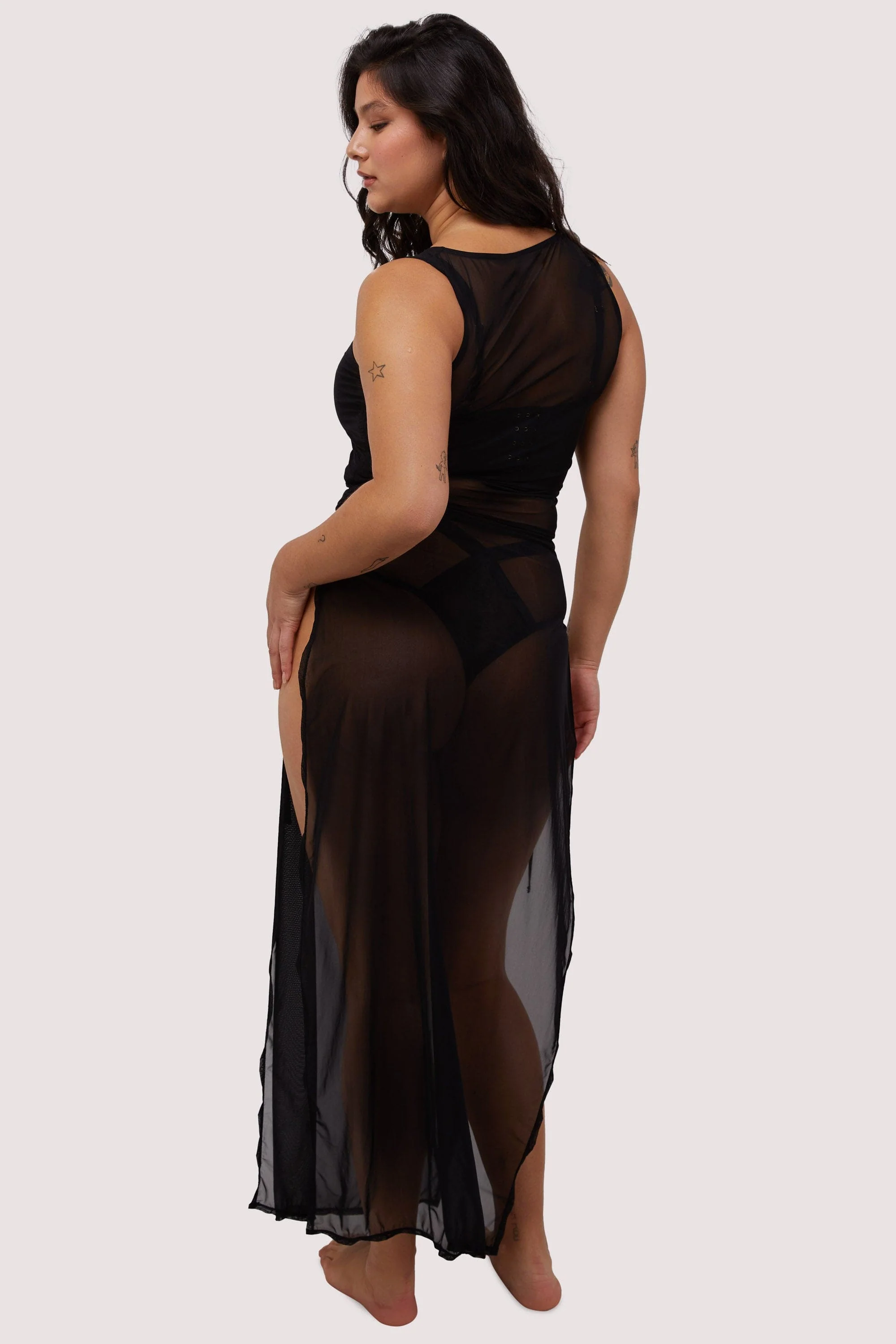 Saffi Ruched Mesh Bodycon Dress - Image 2