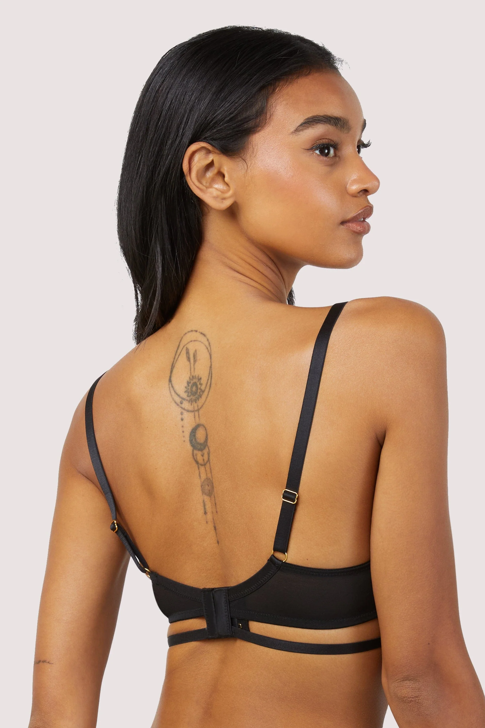 Sarah Black Open Cup Strappy Bra - Image 3