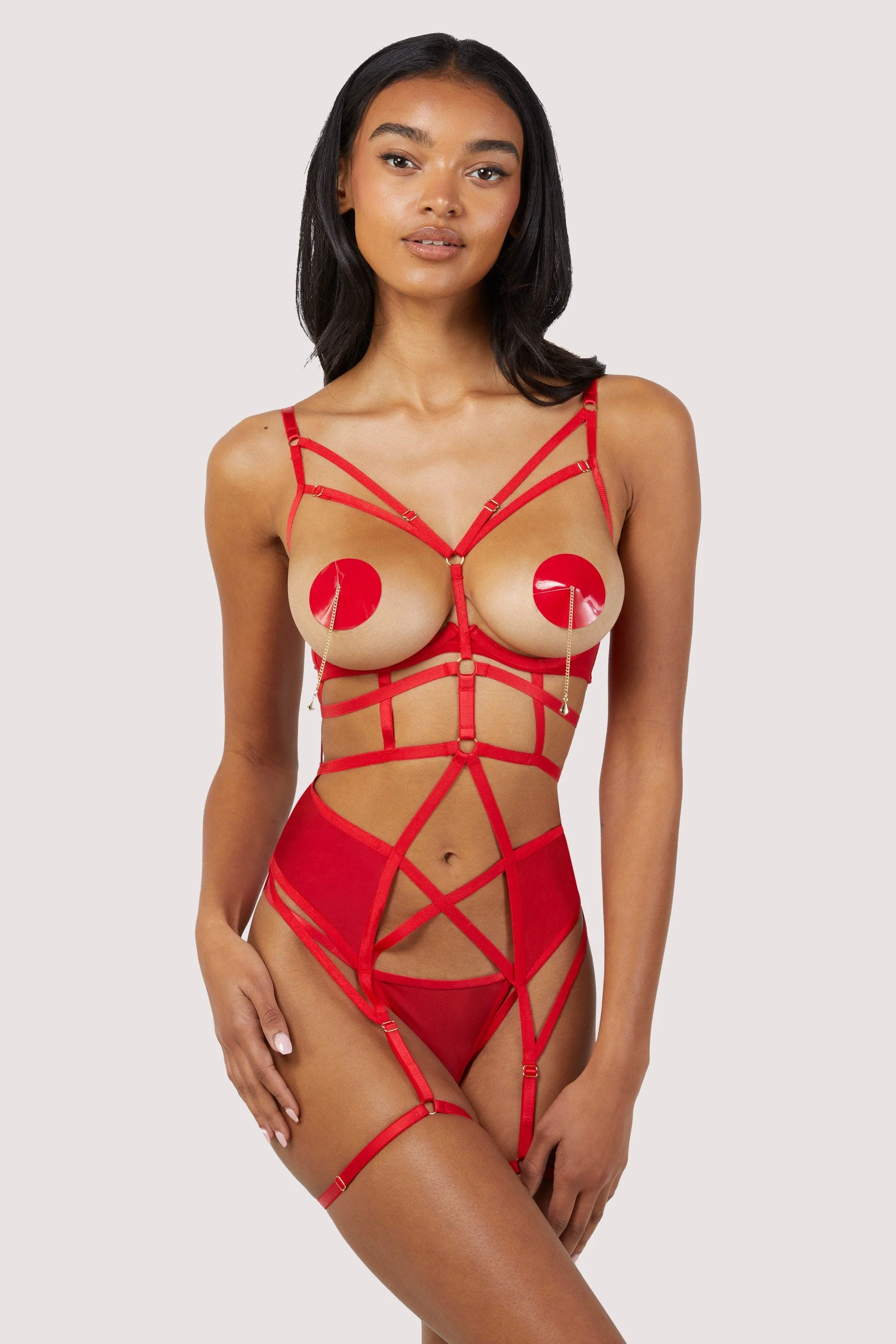 Sarah Red Open Cup Strappy Body - Image 2