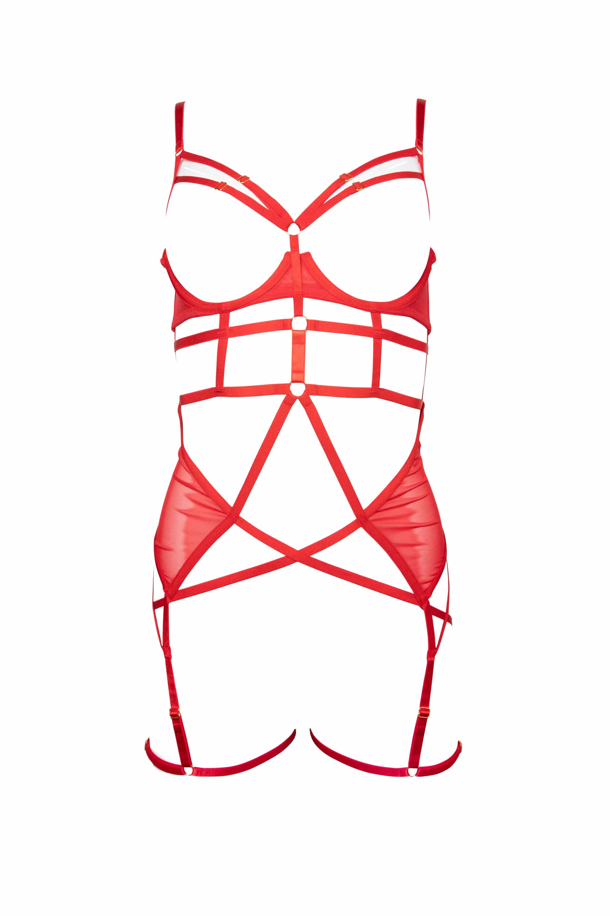 Sarah Red Open Cup Strappy Body - Image 4