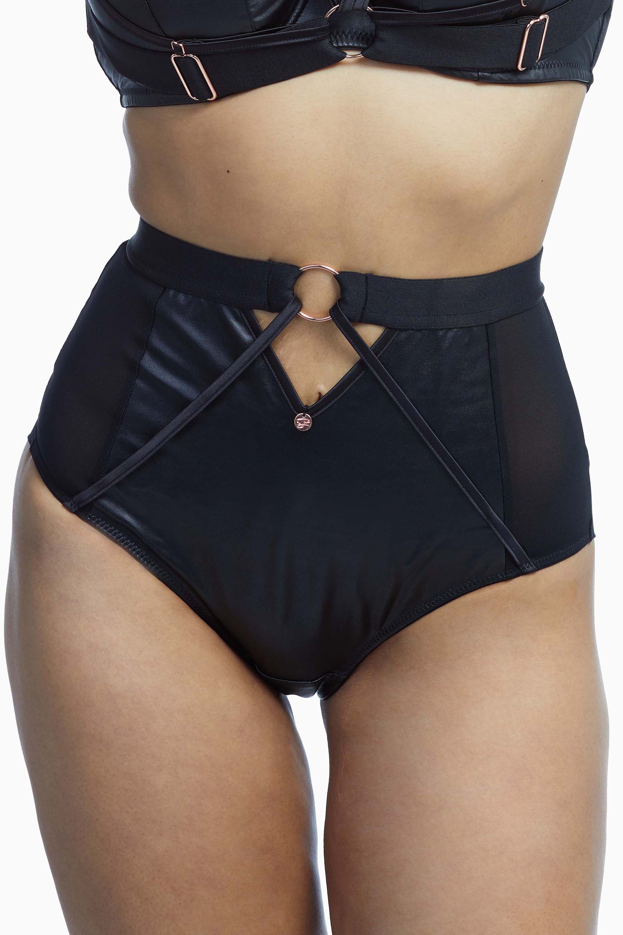 Harnessed High Waist Brief Black