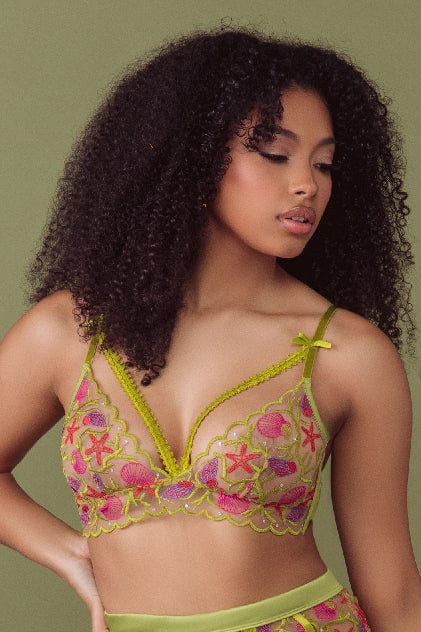 Sequin Shell Embroidery Longline Bralette - Image 3