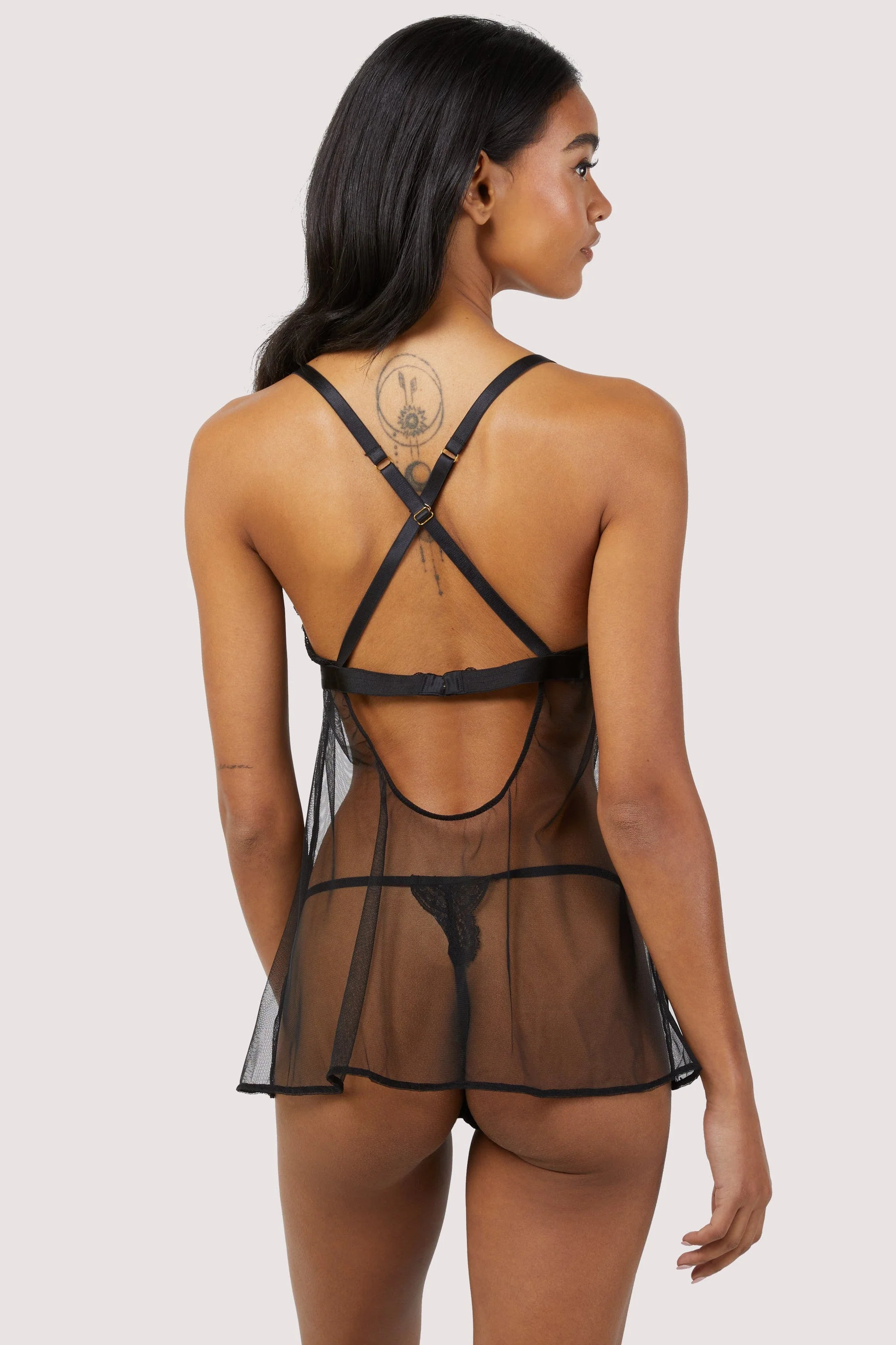 Shay Black Lace Triangle Peep Babydoll - Image 3