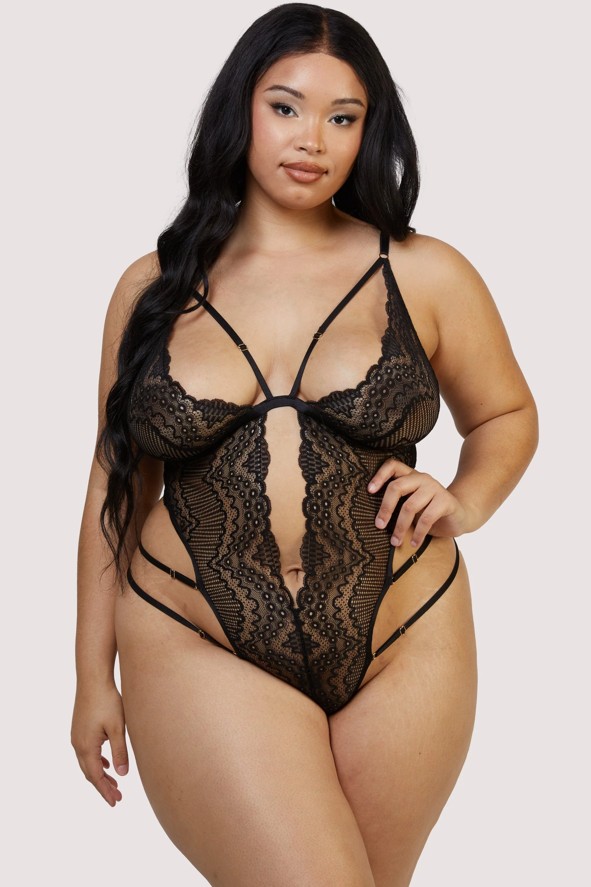 Skylar Black Rose Lace and Mesh Triangle Body - Image 4
