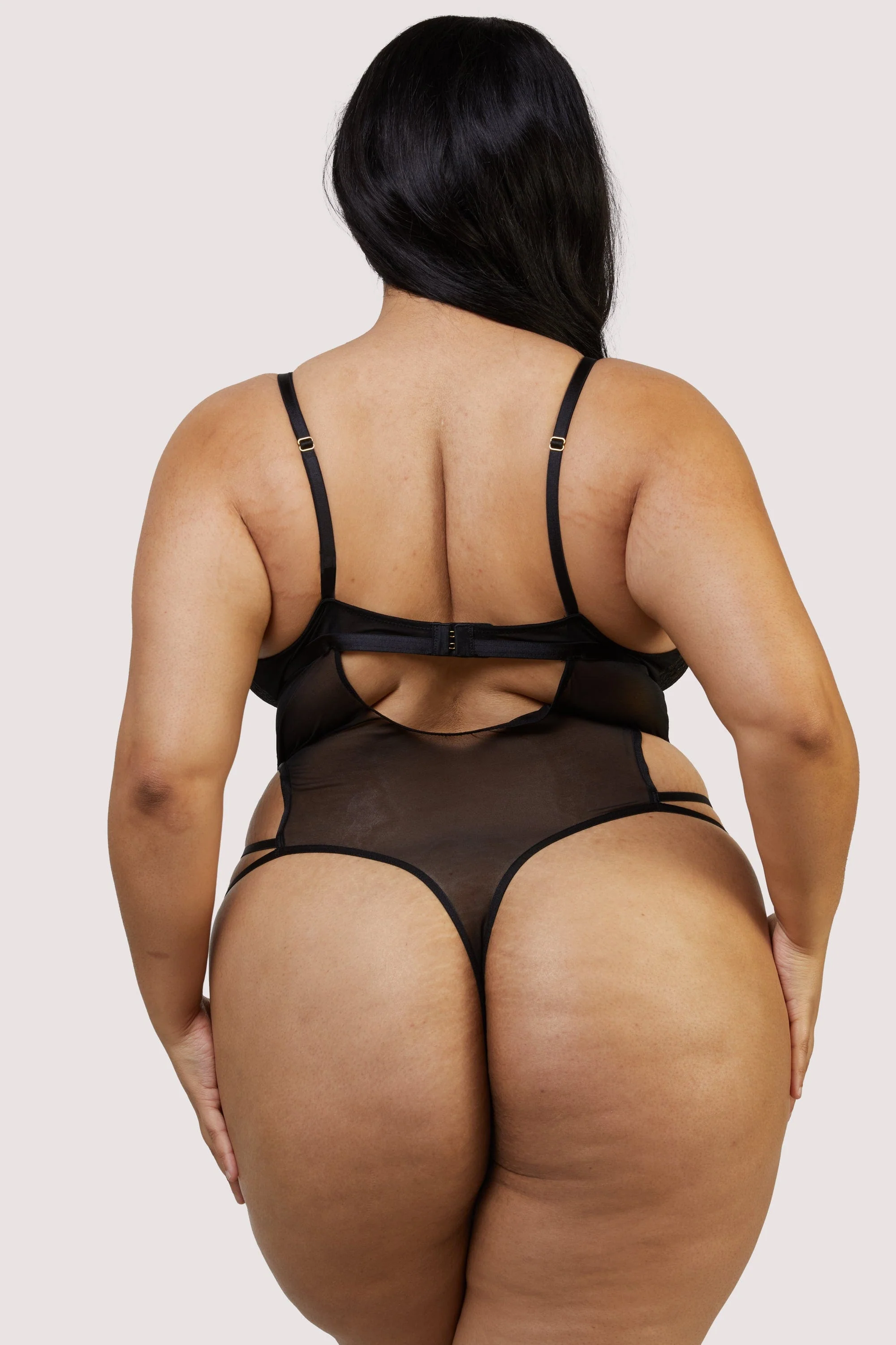 Skylar Black Rose Lace and Mesh Triangle Body - Image 5