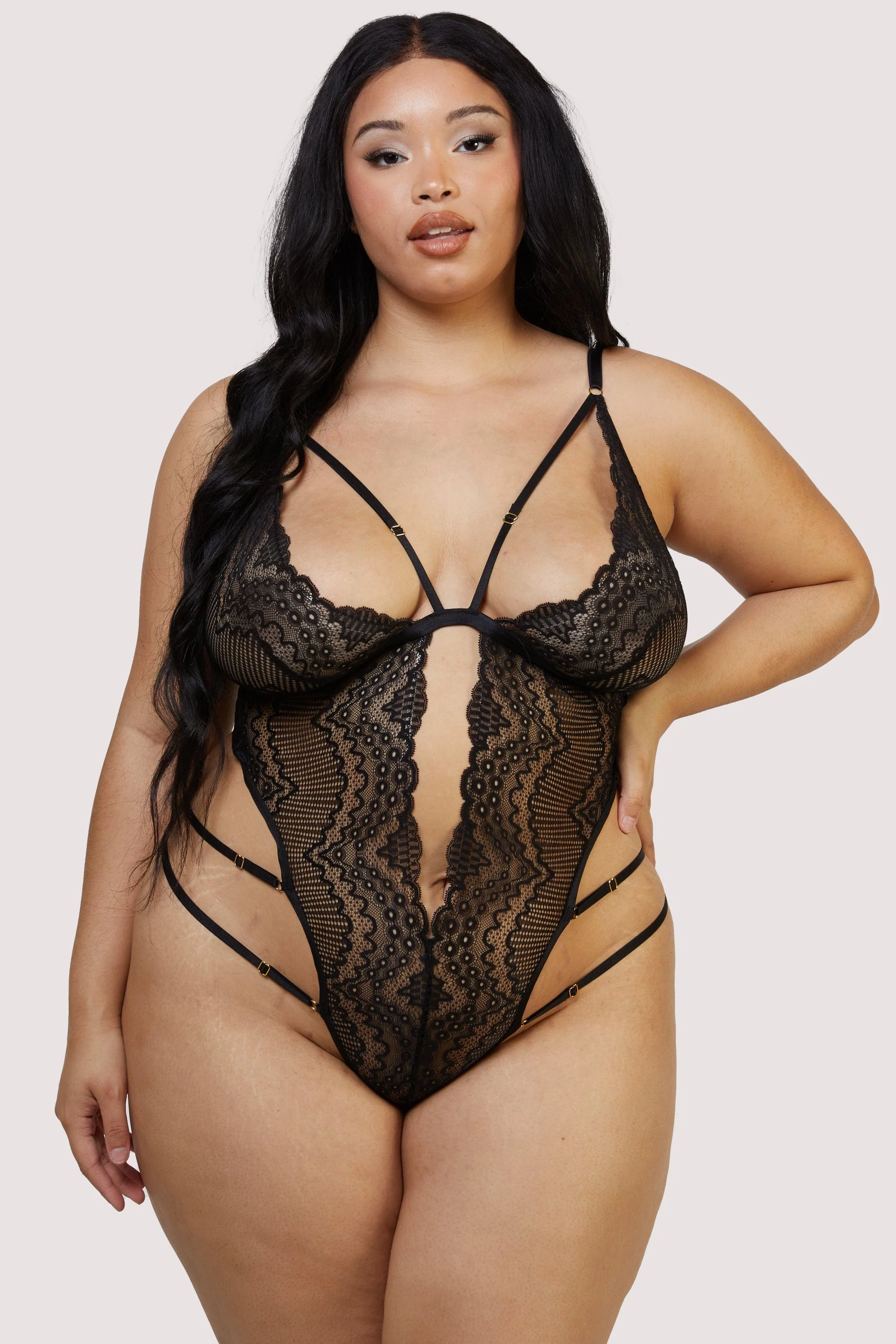 Skylar Black Rose Lace and Mesh Triangle Body - Image 6