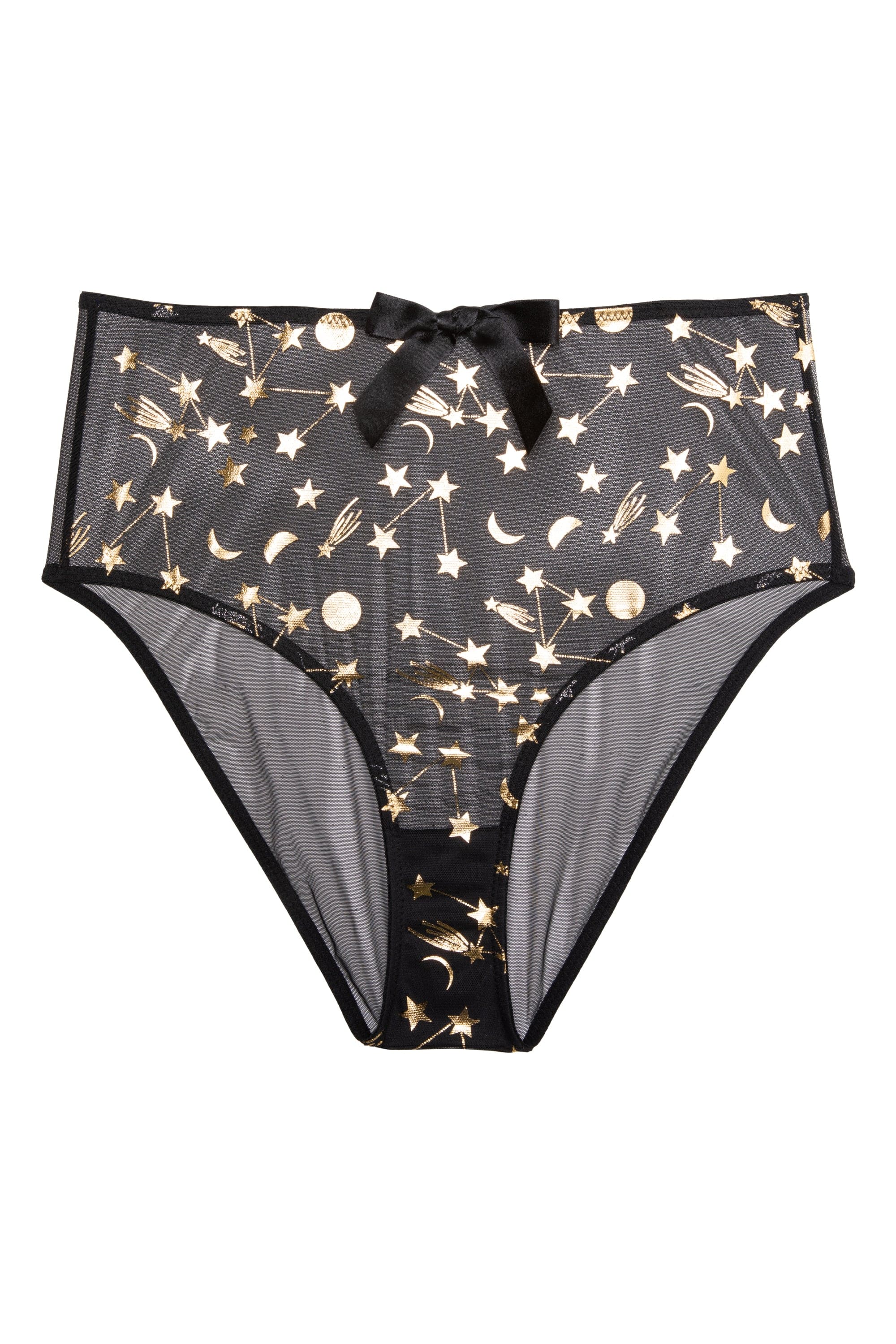 Solar Black and Gold Cosmic Print High Waist Brief - Image 4