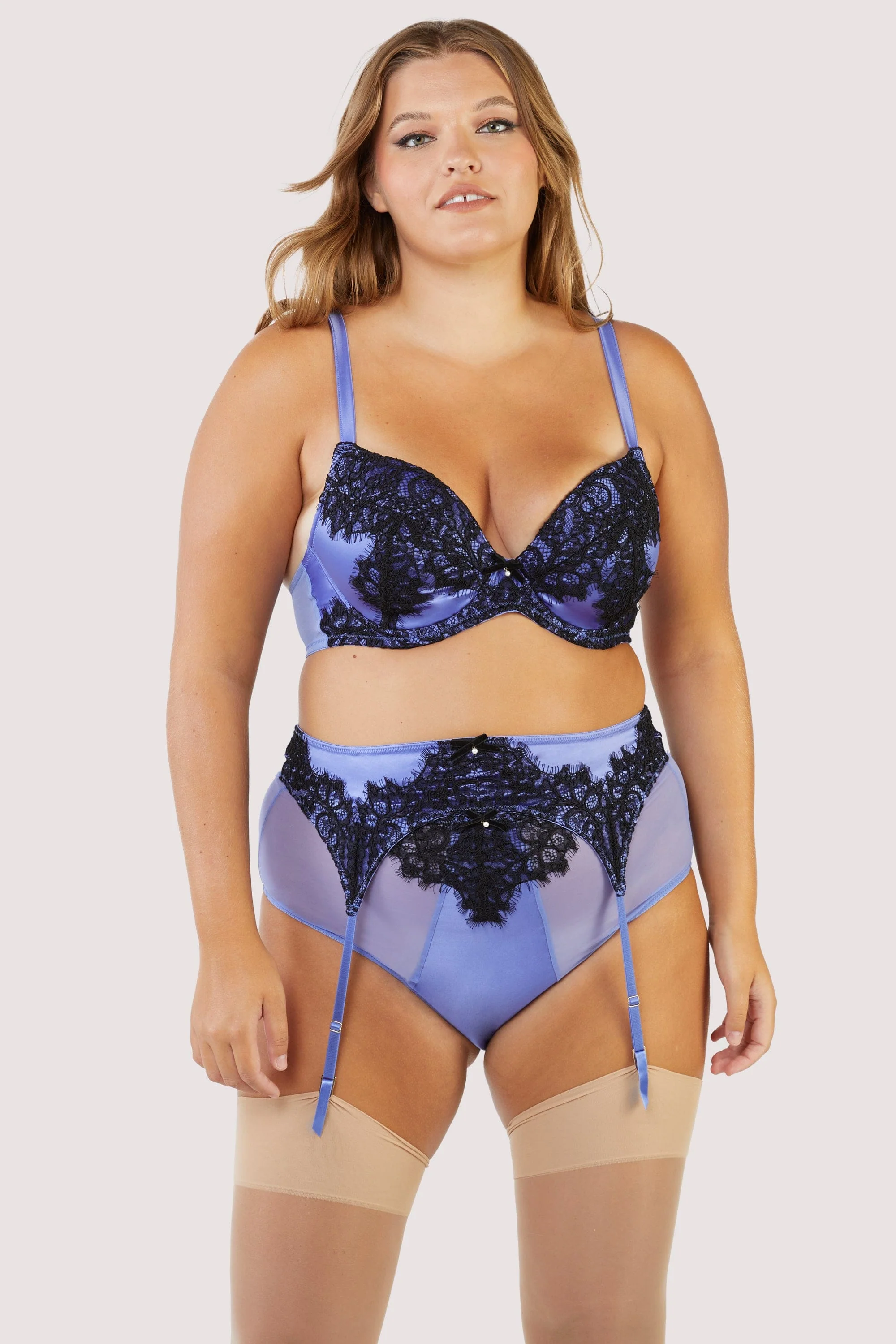 Stevie Lilac and Black Plunge Padded Bra - Image 4