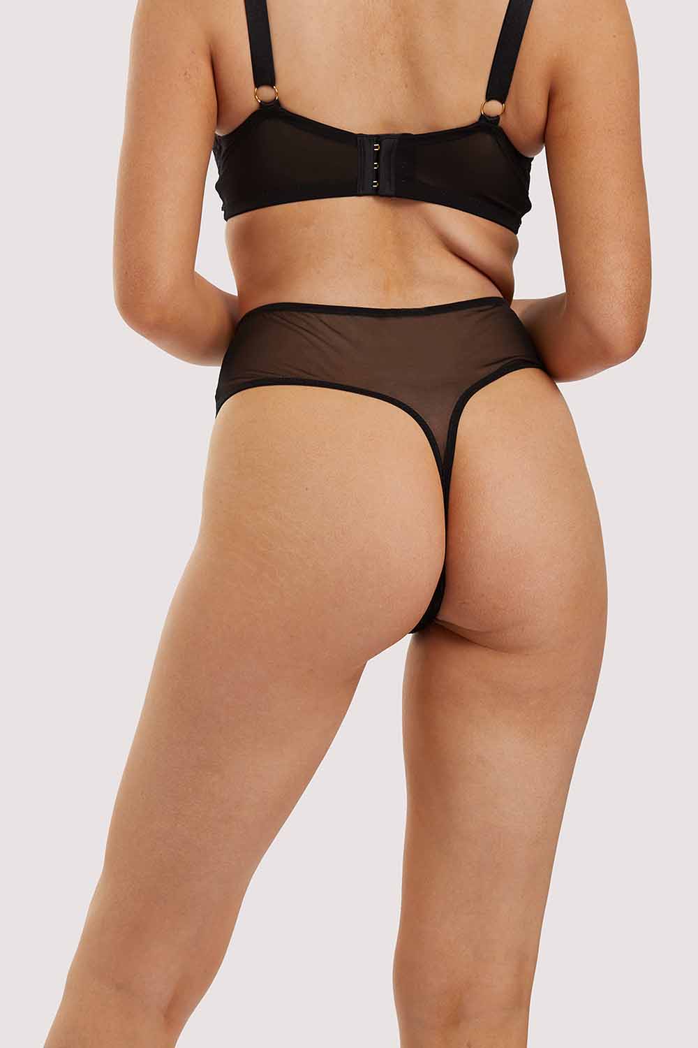 Suede Lace Black Thong - Image 2
