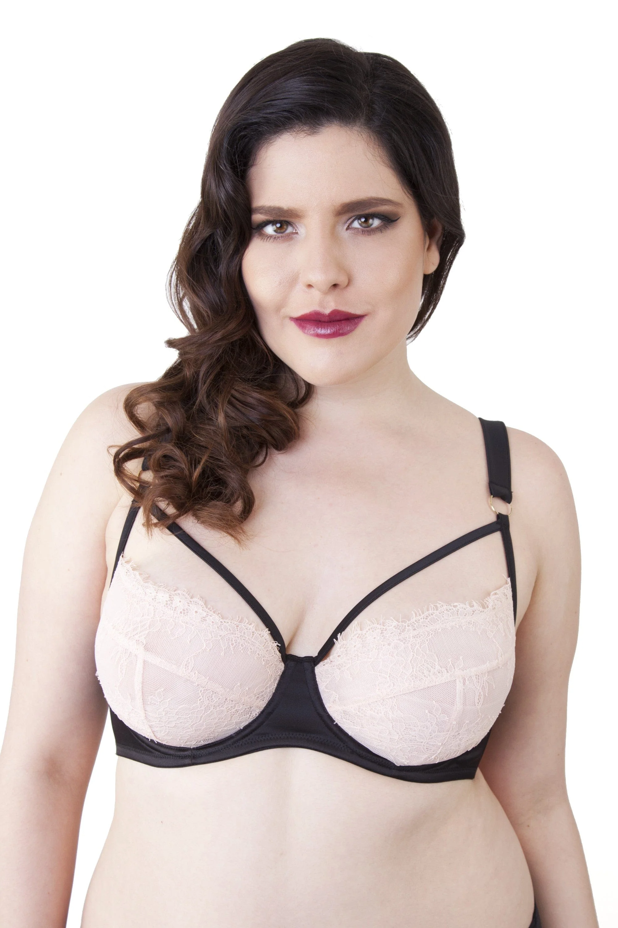 Tamara Black/Peach Lace Curve Bra - Image 2